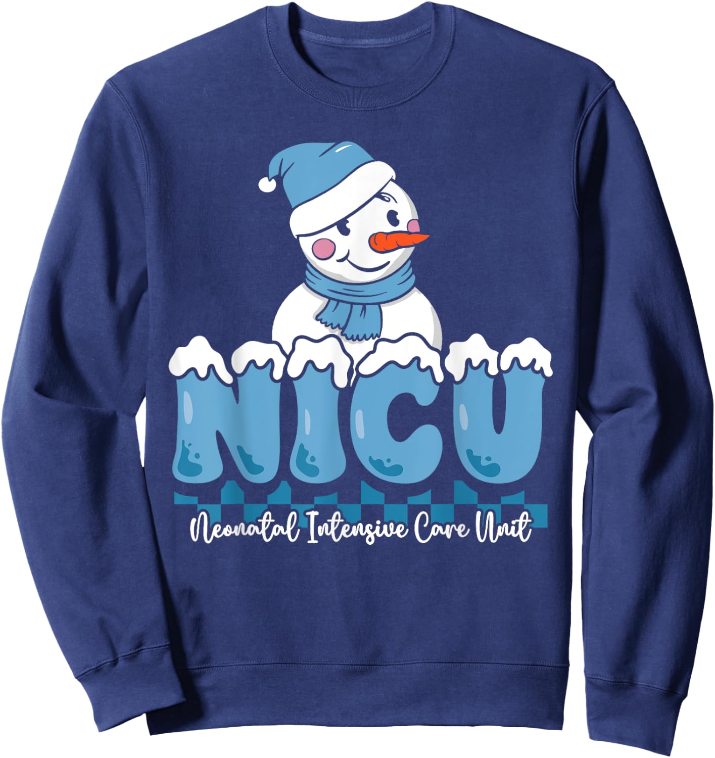 Christmas NICU Snowman Neonatal ICU Nurse Squad Nursing Gift Sweatshirt - Sweatshirt | Navy