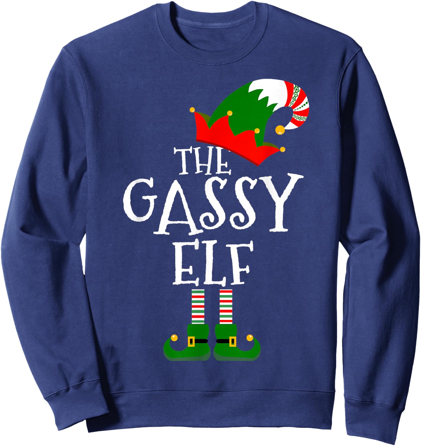 Funny The Gassy Elf Matching Family Group Gift Christmas Sweatshirt - Sweatshirt | Navy