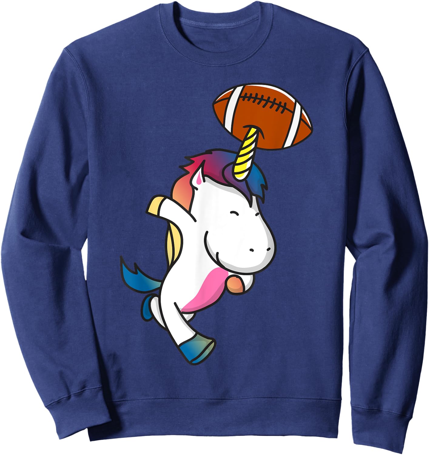 Unicorn Playing Football Sports Funny Unicorn Football Sweatshirt - Sweatshirt | Navy