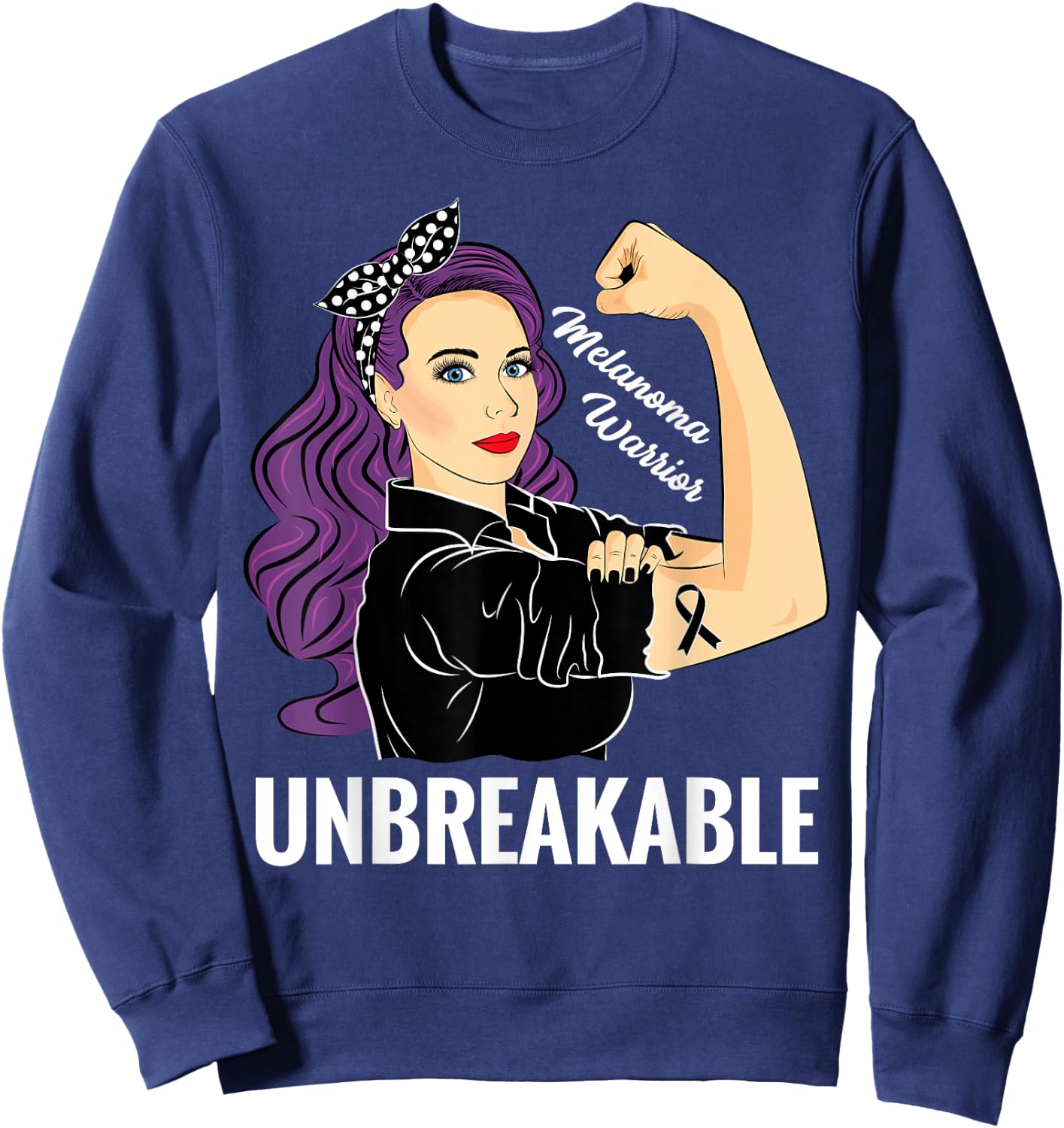 Melanoma Awareness Products Warrior Unbreakable Sweatshirt - Sweatshirt | Navy