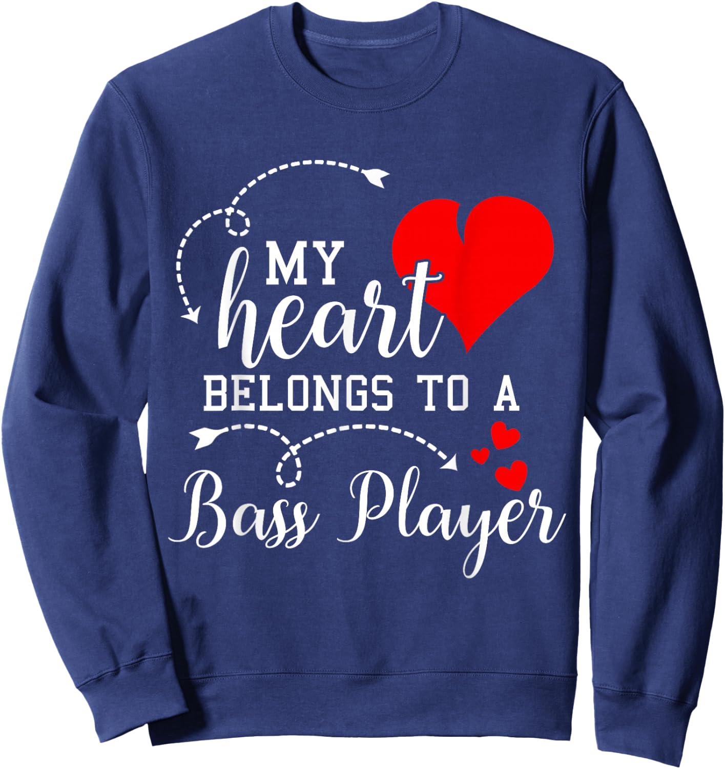 I Love My Bass Player Husband Wife Gifts Valentines Shirt Sweatshirt - Sweatshirt | Navy