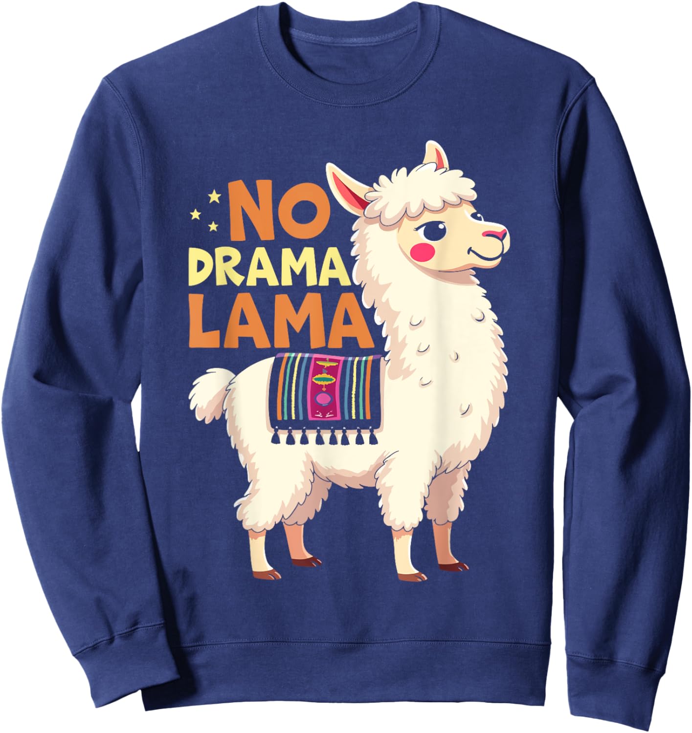 Lama NO DRAMA LAMA Retro Funny Alpaca Sweatshirt - Sweatshirt | Navy
