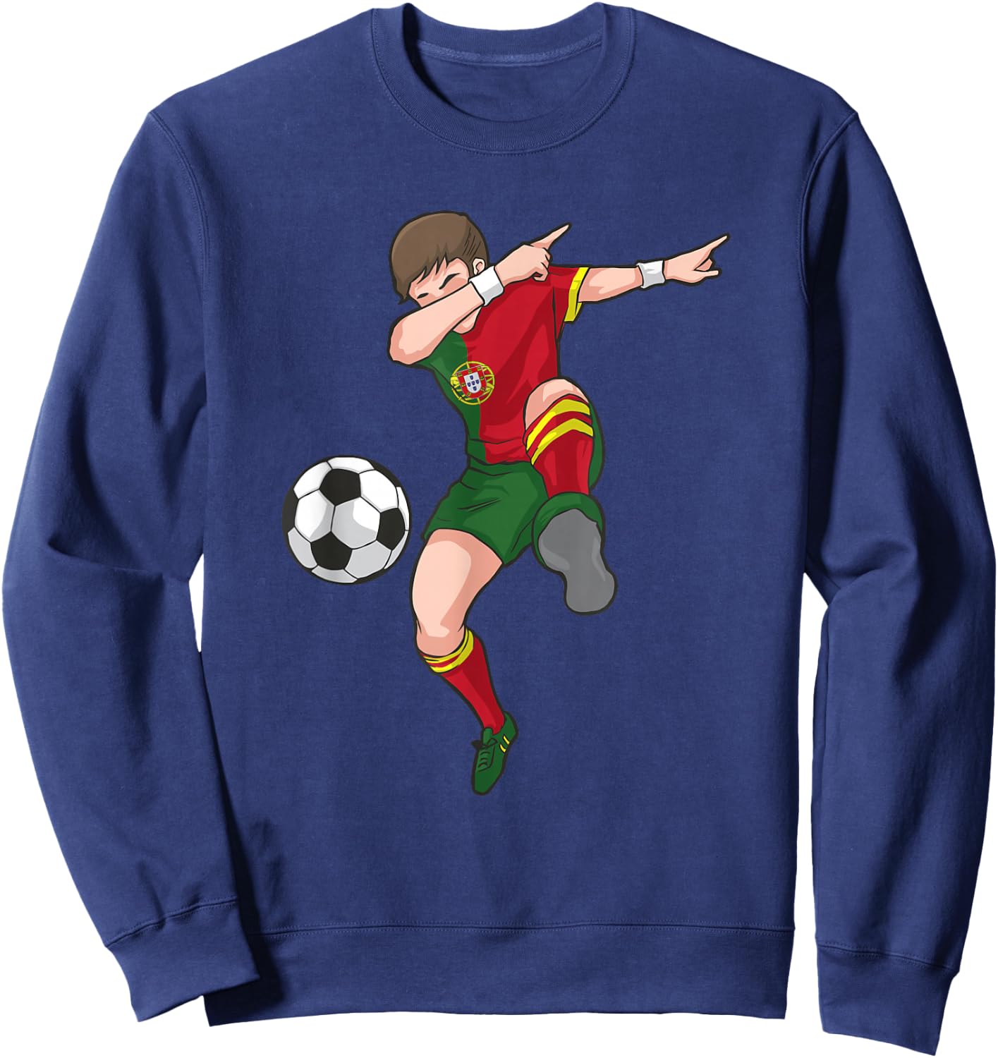 Dabbing Soccer Boy Portugal Football Shirt Portuguese Gift Sweatshirt - Sweatshirt | Navy
