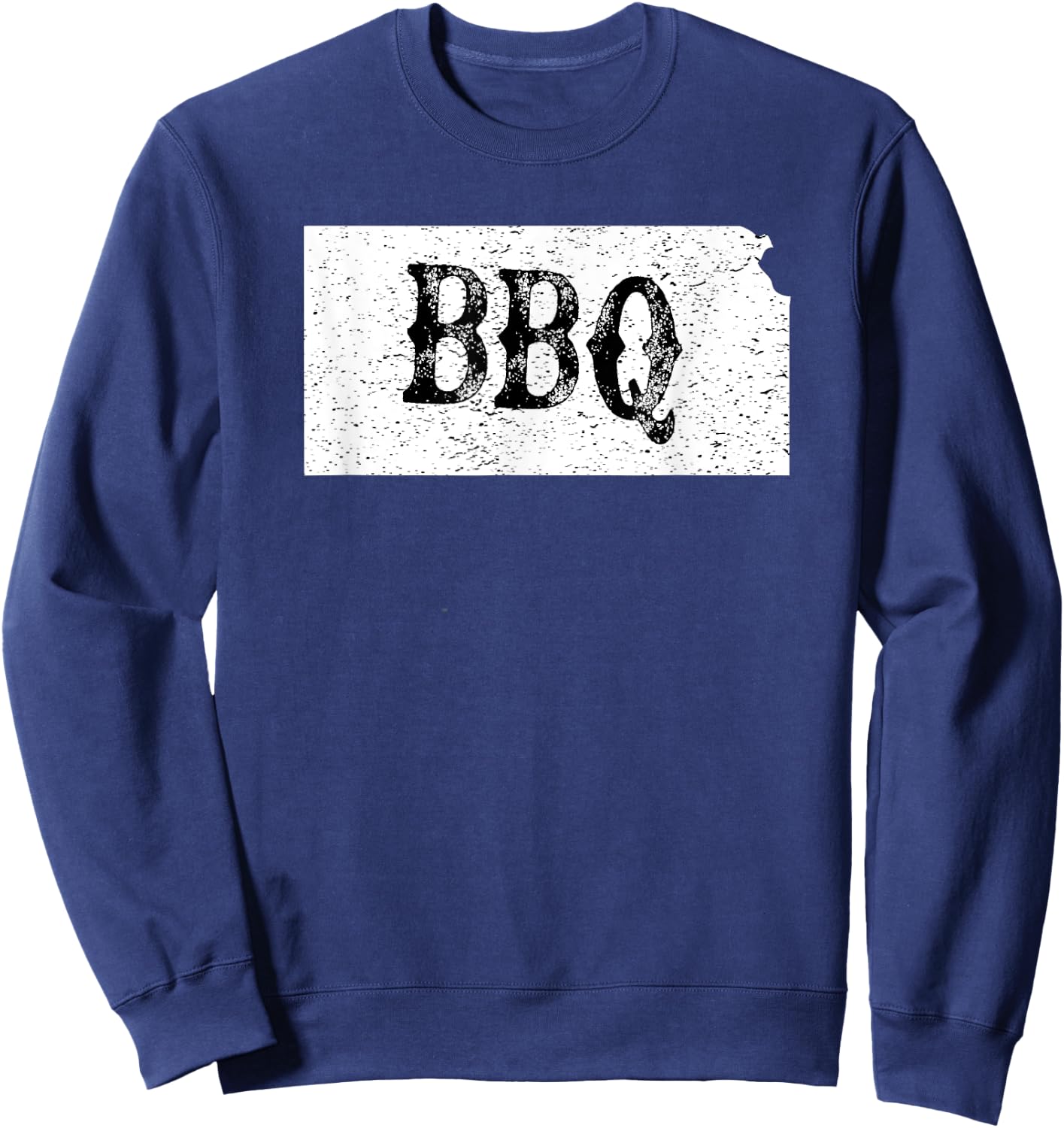 Vintage State of Kansas BBQ Barbecue Brisket Sweatshirt - Sweatshirt | Navy