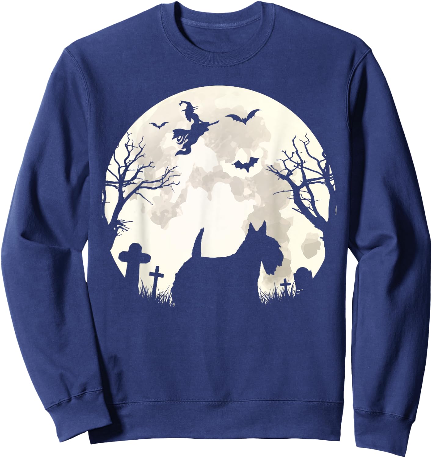 Halloween Moon Scottish Terrier Costume Dog Lover Owner Gift Women Kids Sweatshirt - Sweatshirt | Navy