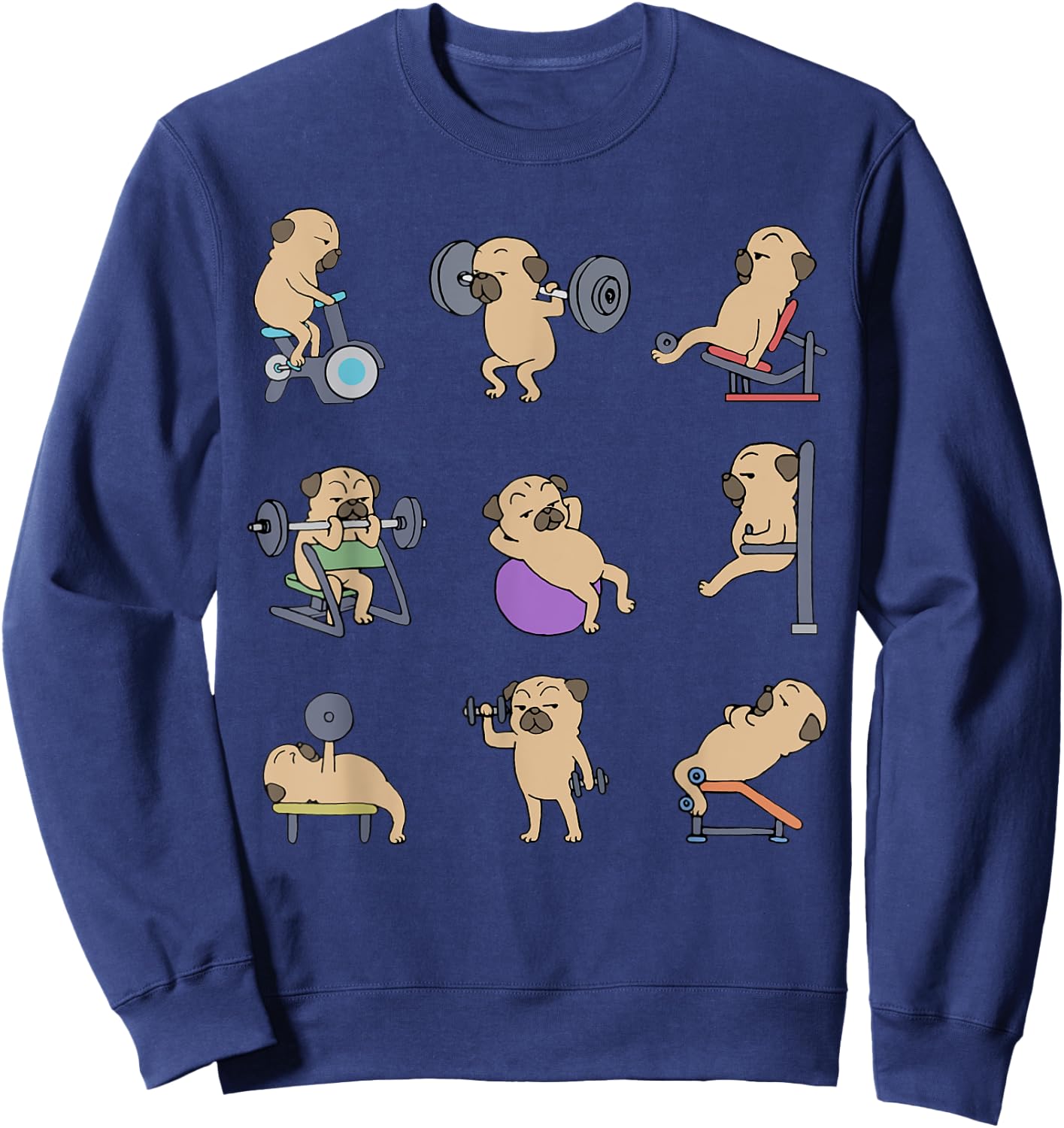 Pug Workout for a Dog Lover Sweatshirt - Sweatshirt | Navy