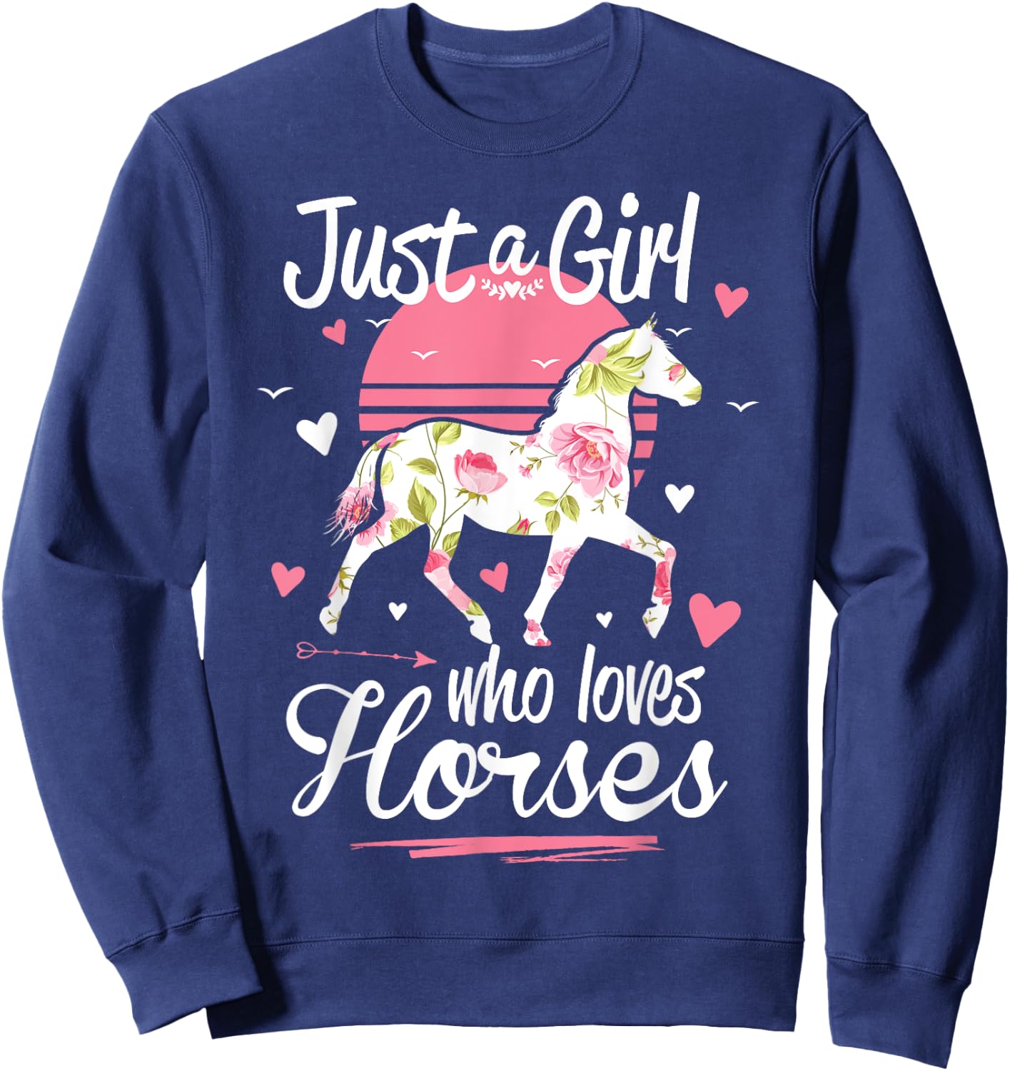 Just A Girl Who Loves Horses Shirt Vintage Sweatshirt - Sweatshirt | Navy