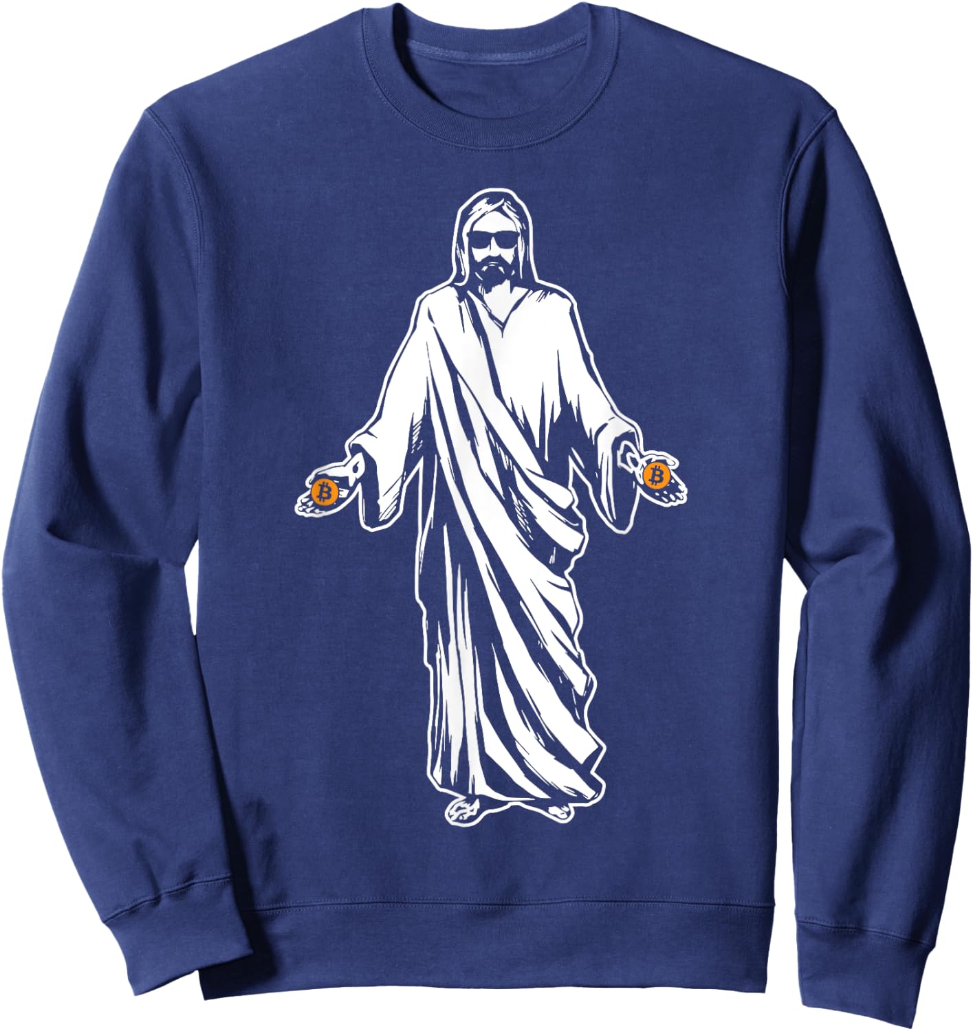 Jesus Bitcoin Funny Cryptocurrency Digital Currency Sweatshirt - Sweatshirt | Navy