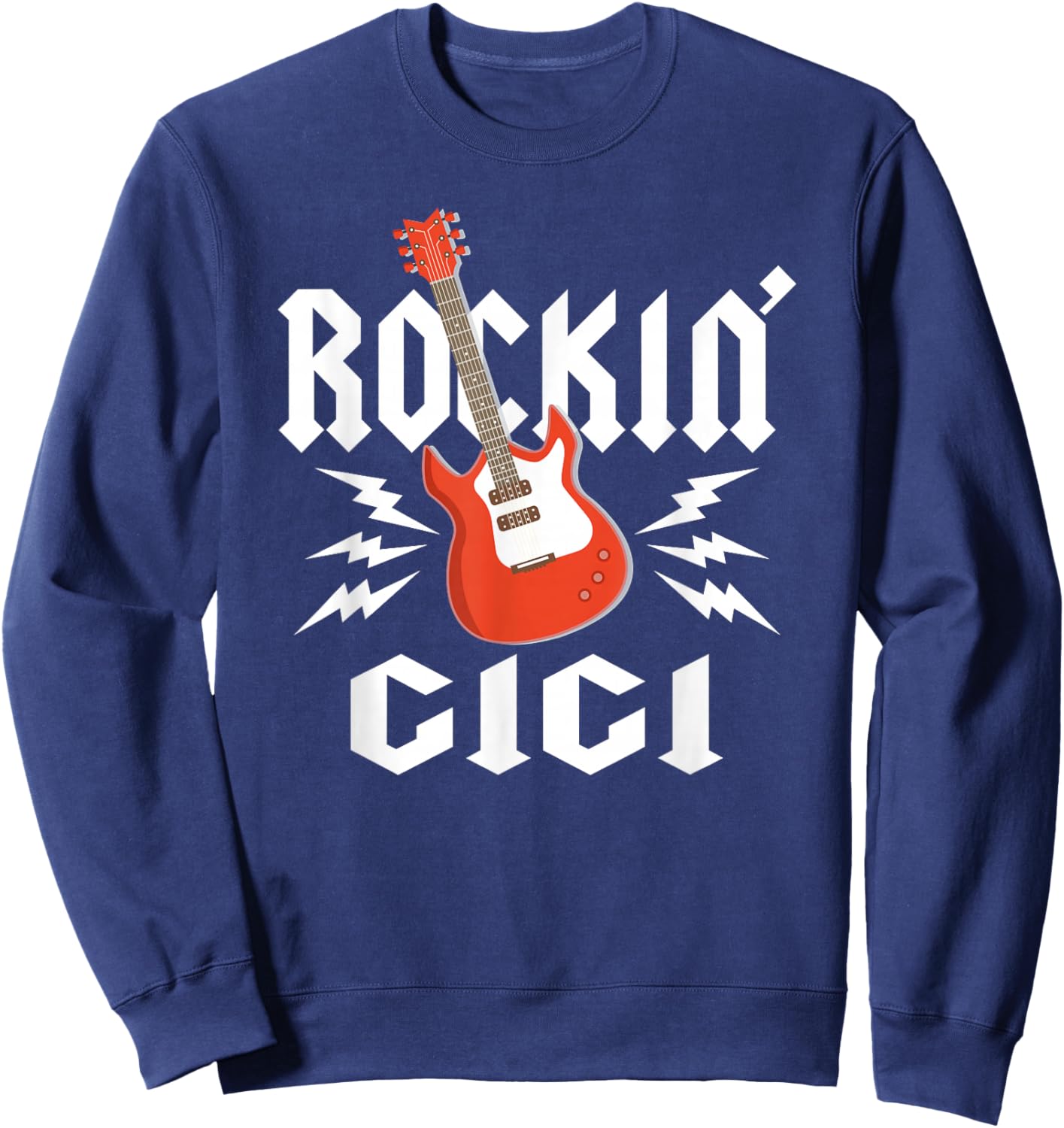Gigi Rockin One Birthday Family Matching Rock Guitar Sweatshirt - Sweatshirt | Navy