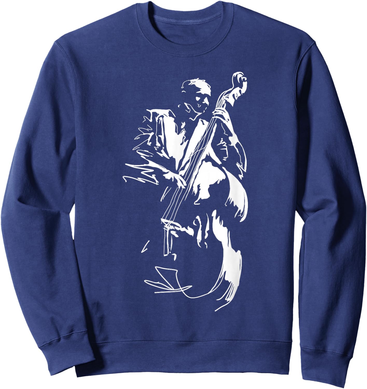 Cool Graphic Jazz Lovers Upright Bass Player Sweatshirt - Sweatshirt | Navy