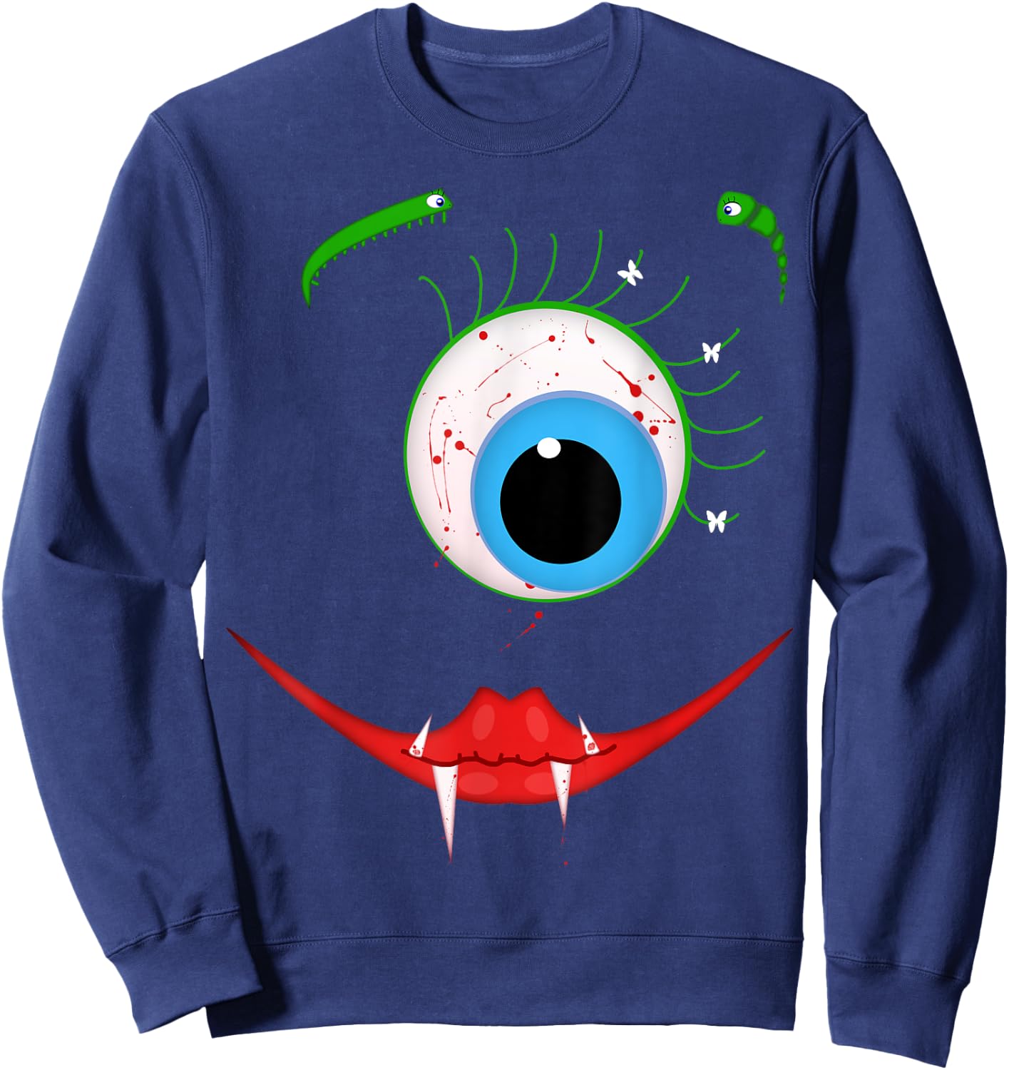 Cute Scary One-Eyed Bloodsucking Monster Halloween Costume Sweatshirt - Sweatshirt | Navy