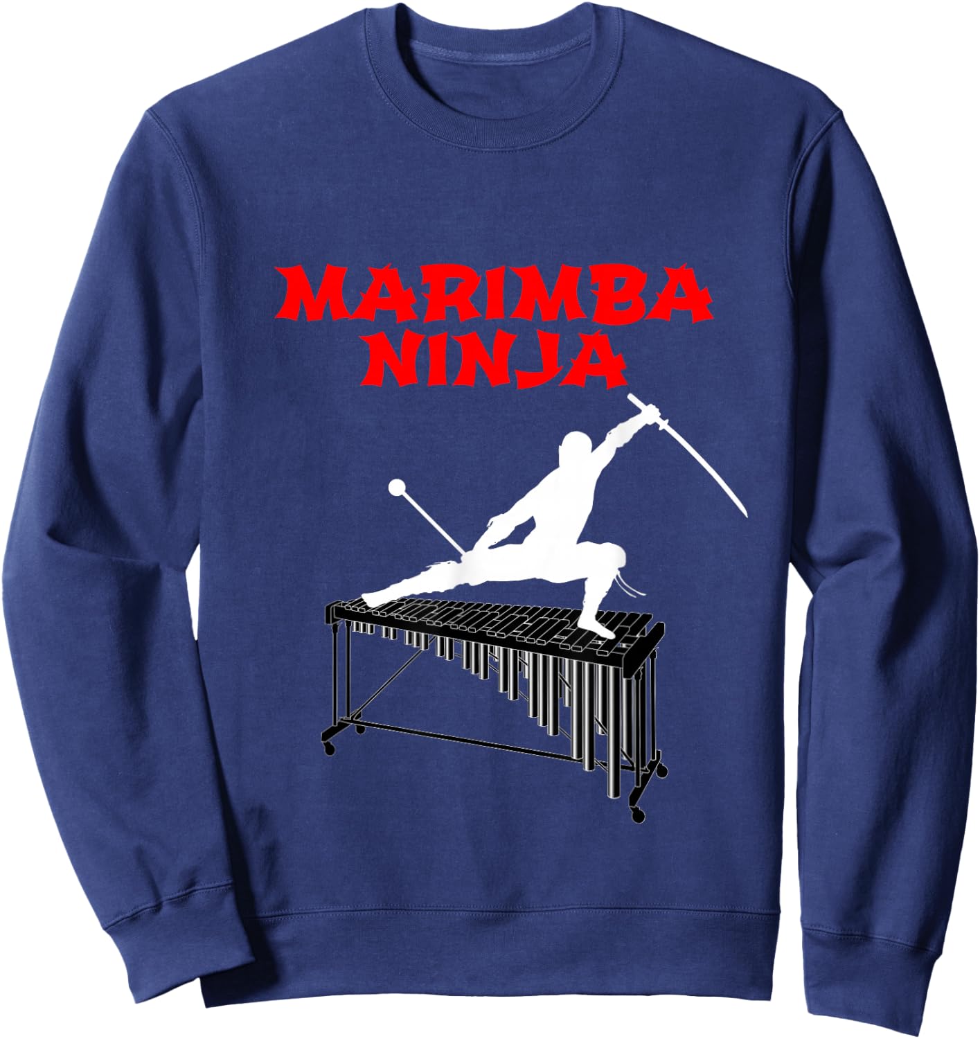 Marimba Ninja Marching Band | Funny Percussion Shirt Sweatshirt - Sweatshirt | Navy
