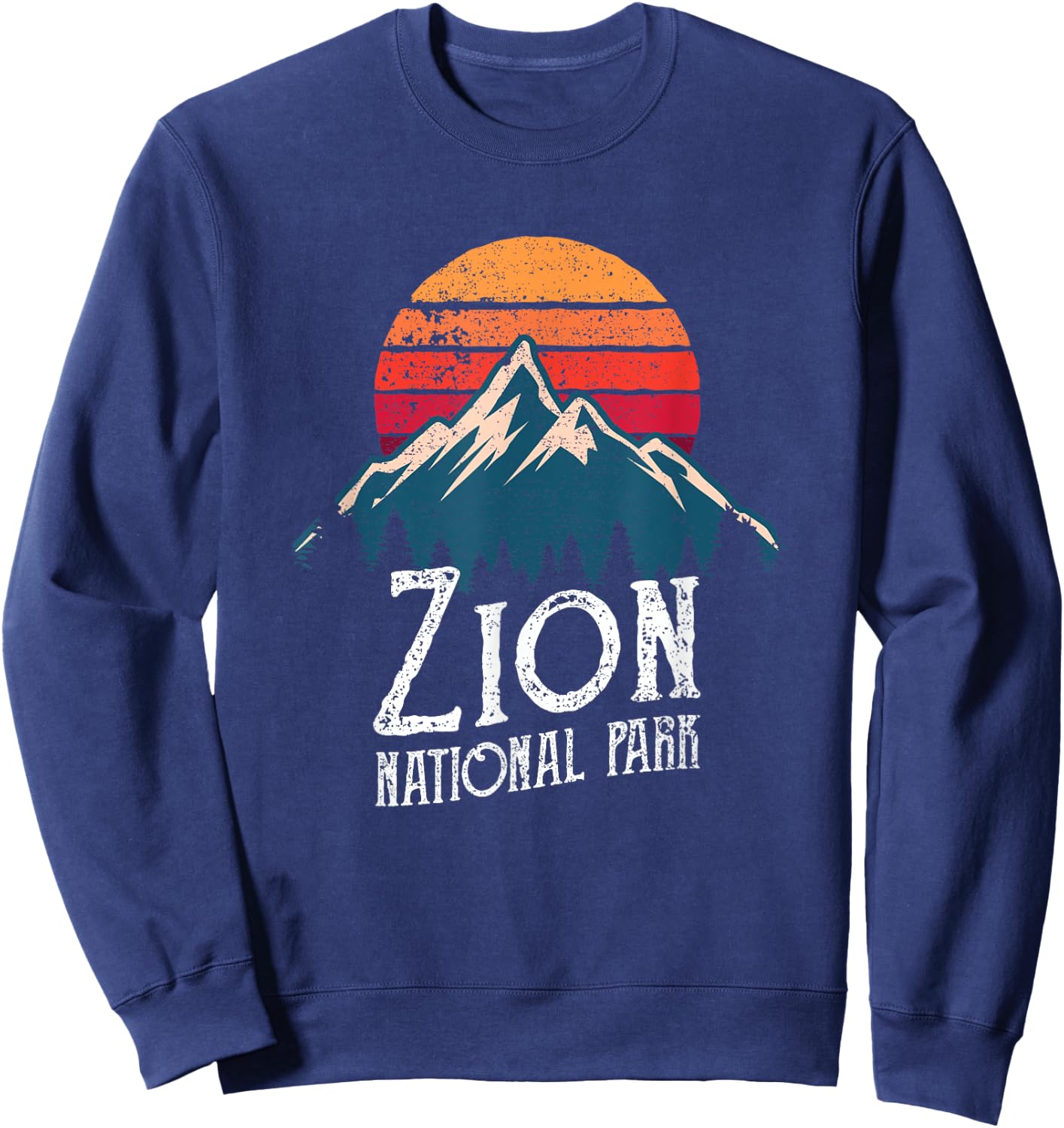 Vintage Retro Zion National Park Utah Mountain T Shirt Sweatshirt - Sweatshirt | Navy