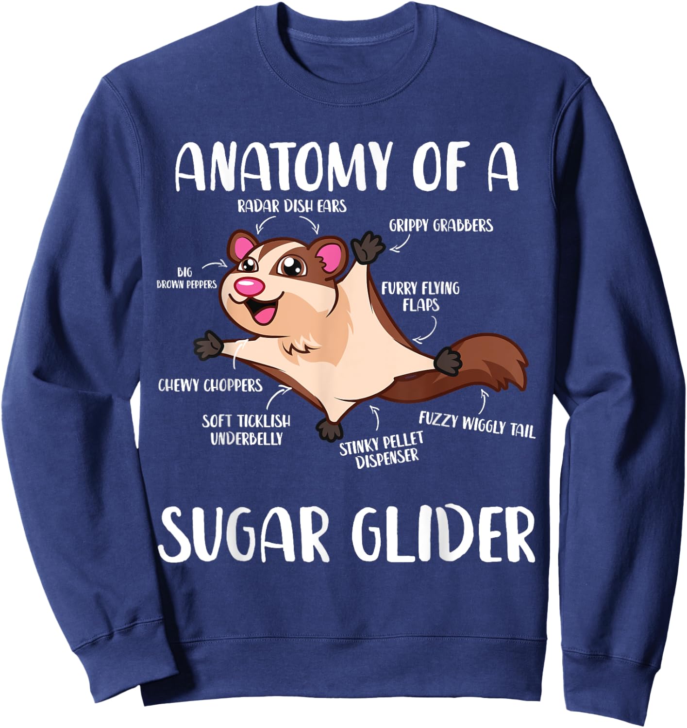 Anatomy Of A Sugar Glider Funny Cute Sugar Glider Gift Sweatshirt - Sweatshirt | Navy