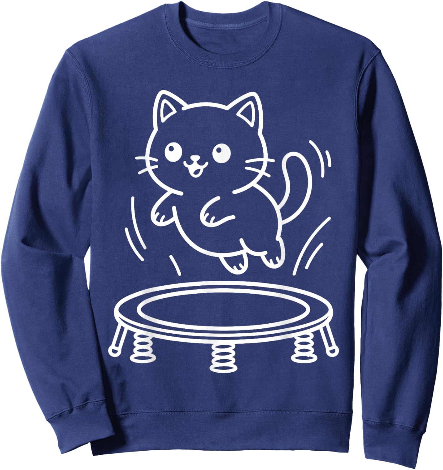 Kawaii Cat Trampoline Synchronised Trampolining Sweatshirt - Sweatshirt | Navy