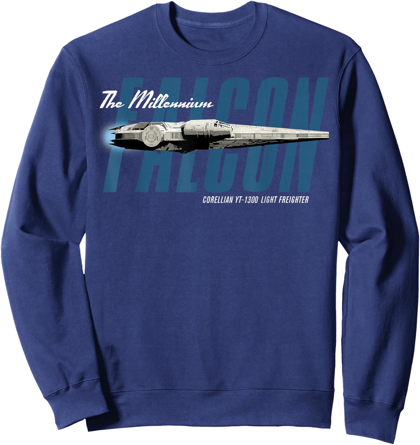 Star Wars Han Solo Movie Falcon Flyby Text Graphic Sweatshirt - Sweatshirt | Navy