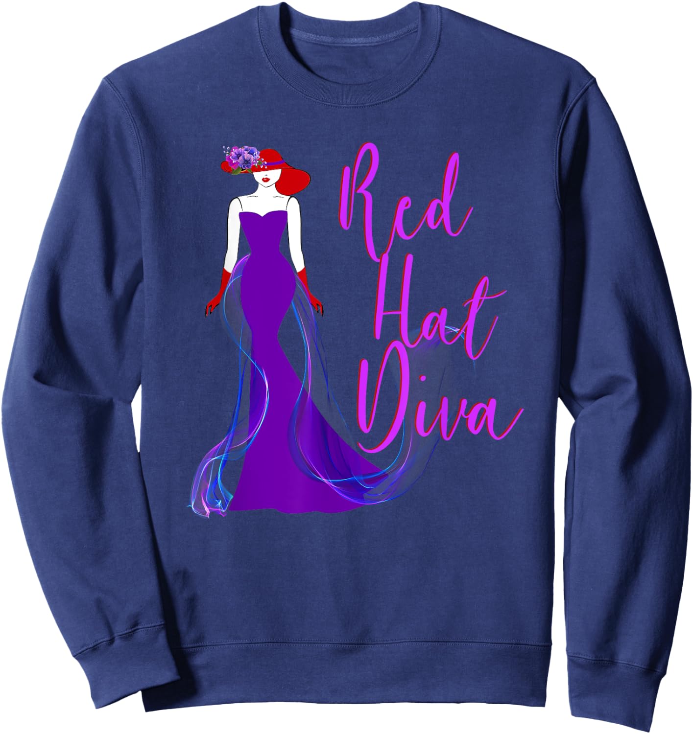 Red Hat Diva Vintage Style T Shirt Sweatshirt - Sweatshirt | Navy