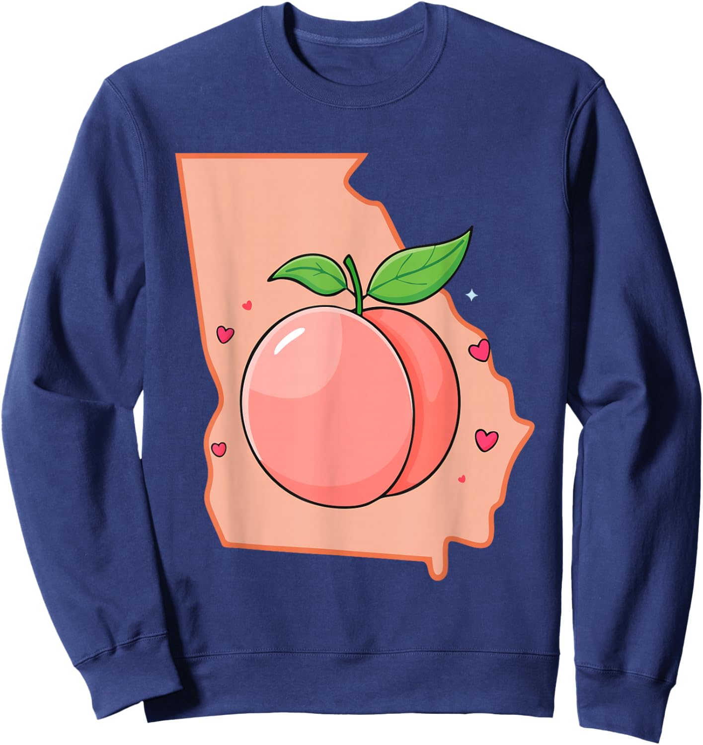 Georgia Map Georgia Peach State Fruit Sweatshirt - Sweatshirt | Navy