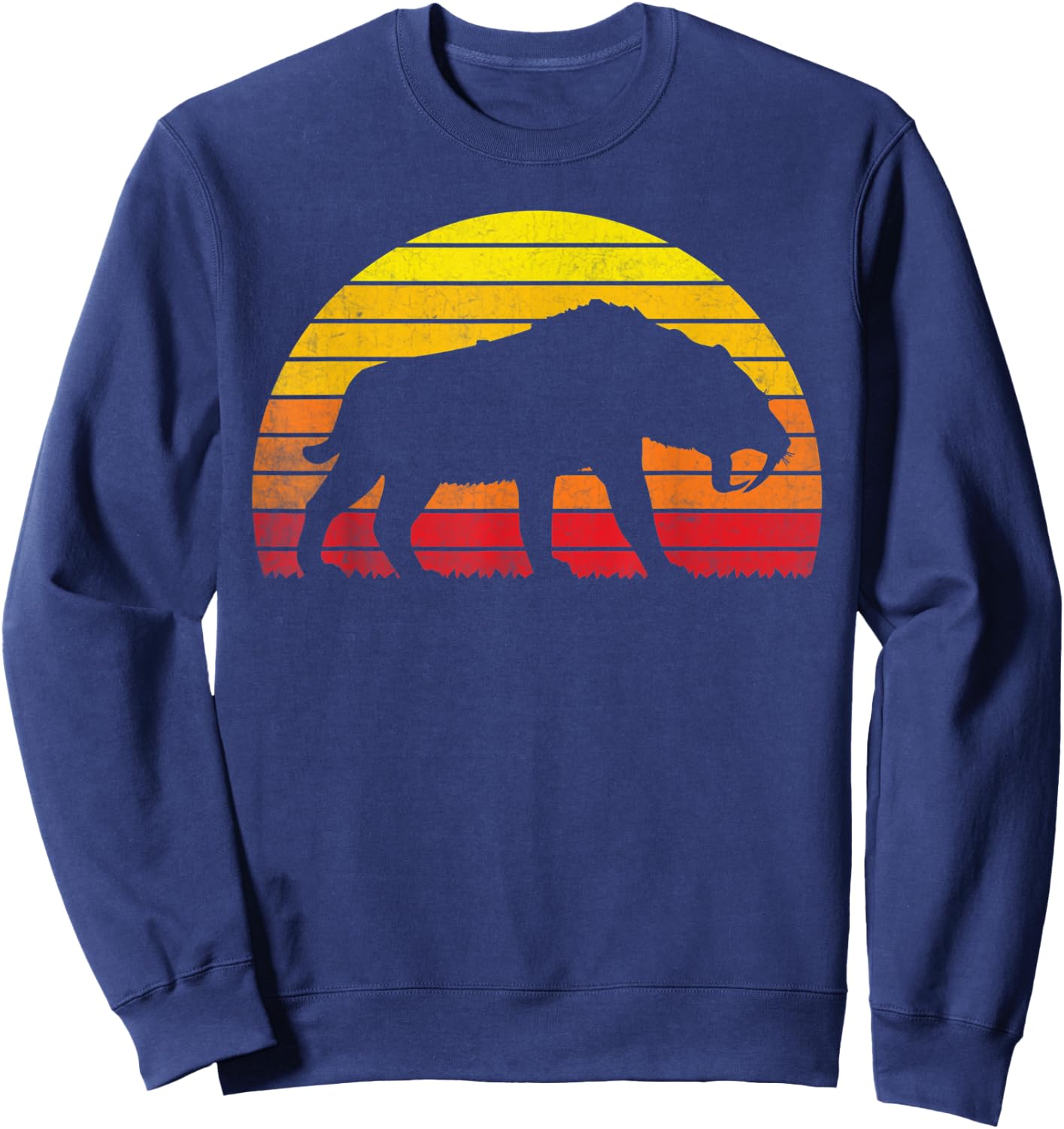 Smilodon Sunset Vintage Retro Saber-Toothed Tiger Sweatshirt - Sweatshirt | Navy