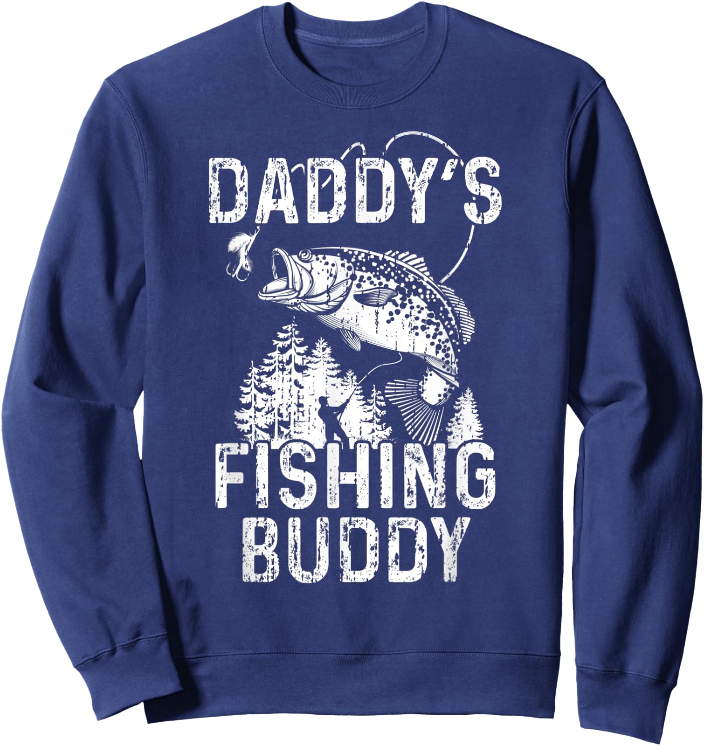 Daddy's Fishing Buddy Shirt - Fisherman Fishing With Dad Sweatshirt - Sweatshirt | Navy