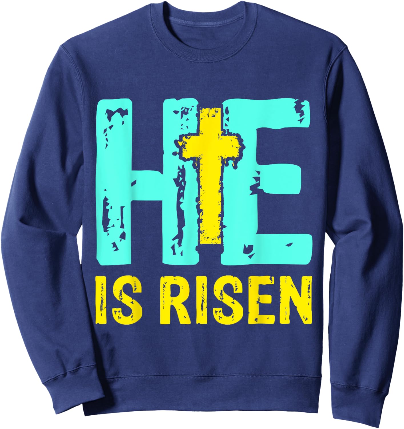 He is Risen Jesus Christian Happy Easter Women Kids Girls Sweatshirt - Sweatshirt | Navy