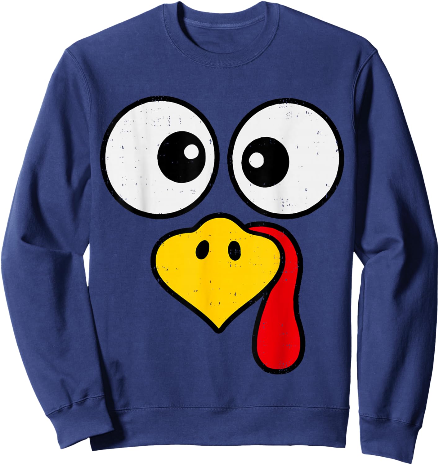 Funny Turkey Face Fall Thanksgiving Party Family Costume Sweatshirt - Sweatshirt | Navy
