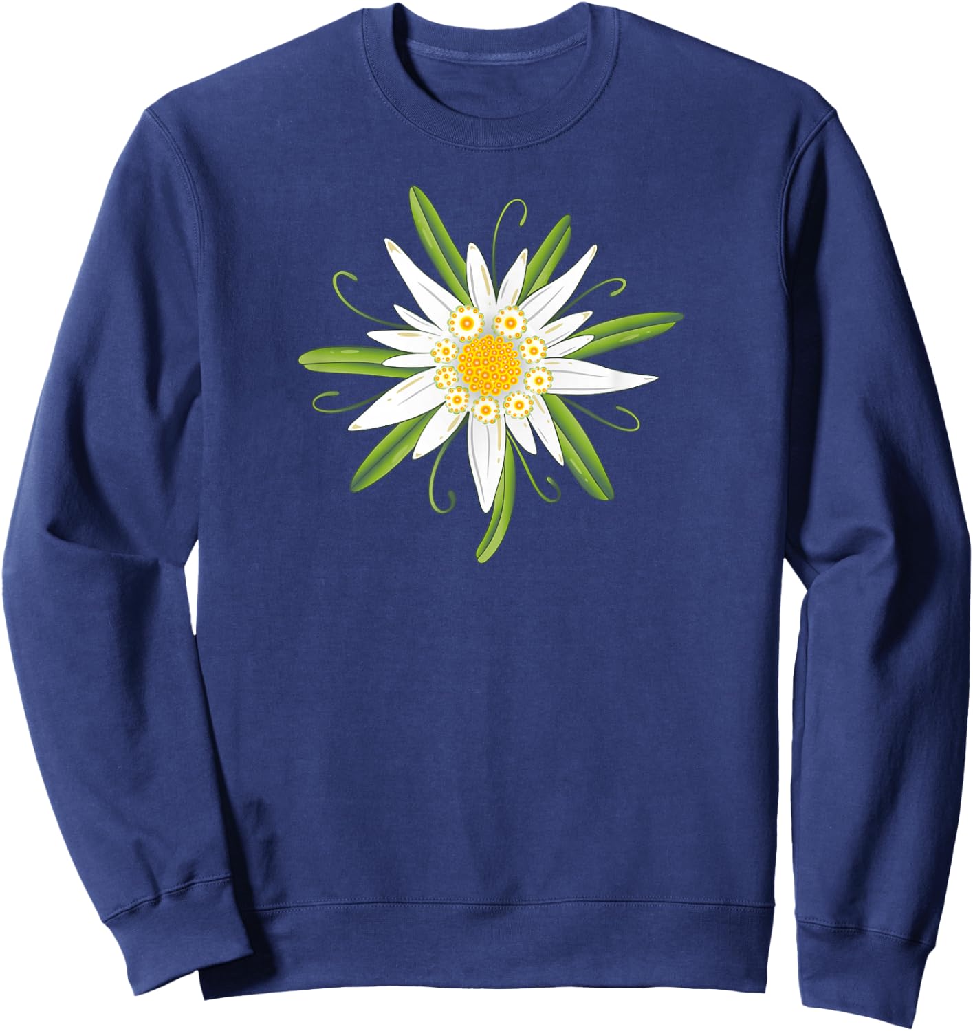 Oktoberfest Shirt. Edelweiss, traditional flower with leaves Sweatshirt - Sweatshirt | Navy