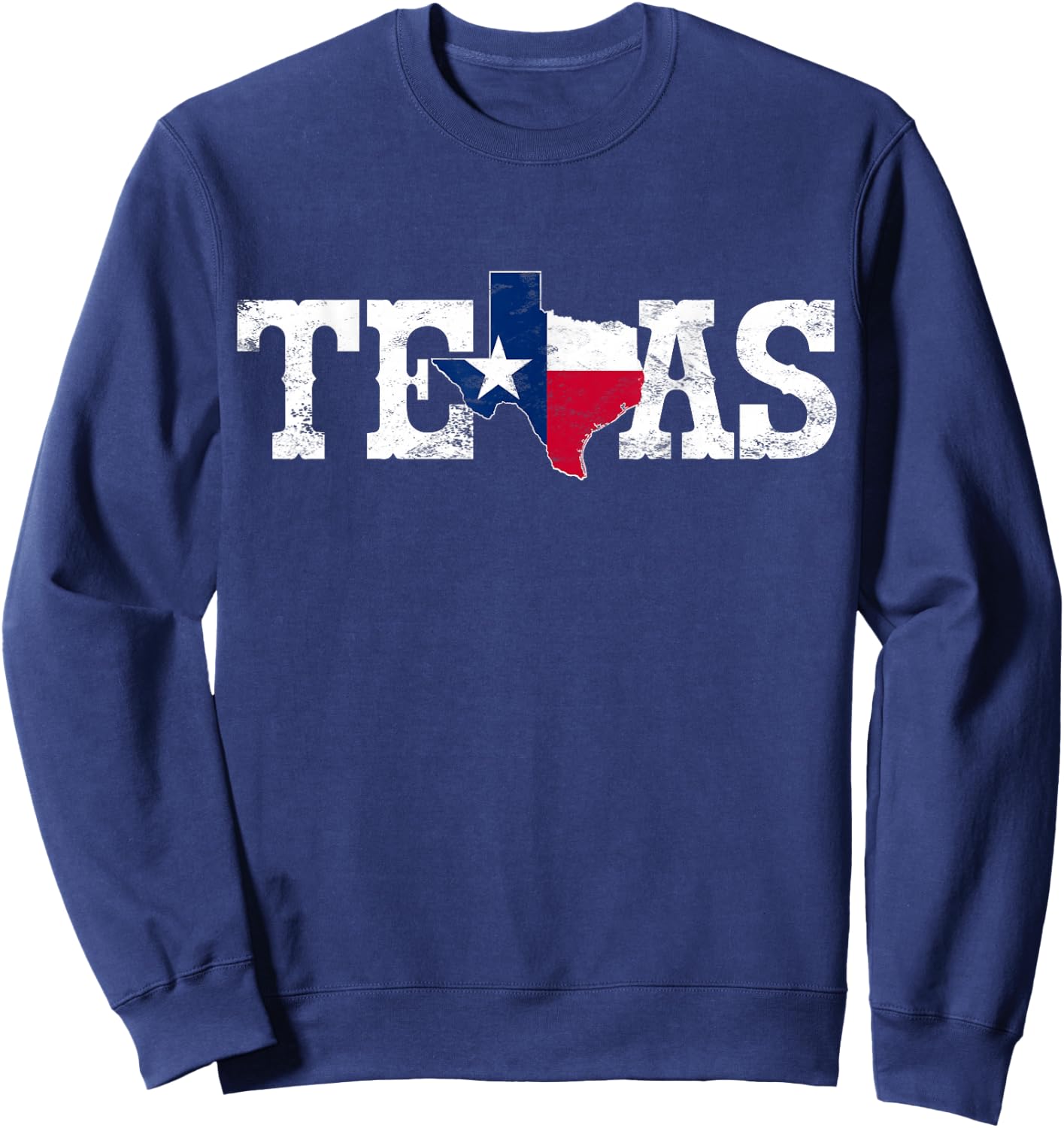 Texas Texas Shaped Flag Grunge Distressed Texas Sweatshirt - Sweatshirt | Navy
