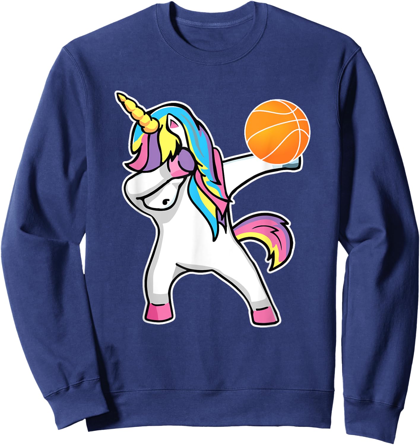 Girls Unicorn Dabbing Basketball Player Shirt Funny Bballer Sweatshirt - Sweatshirt | Navy