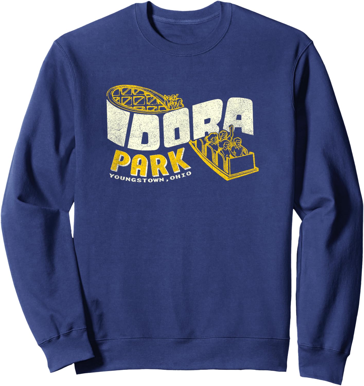 Idora Park Ohio Retro 80s Theme Park Roller Coaster Vintage Sweatshirt - Sweatshirt | Navy