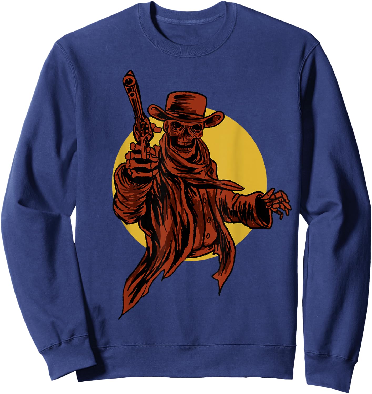 Cowboy Skull Dead Revolver Skeleton Cool Outlaw Gift Sweatshirt - Sweatshirt | Navy