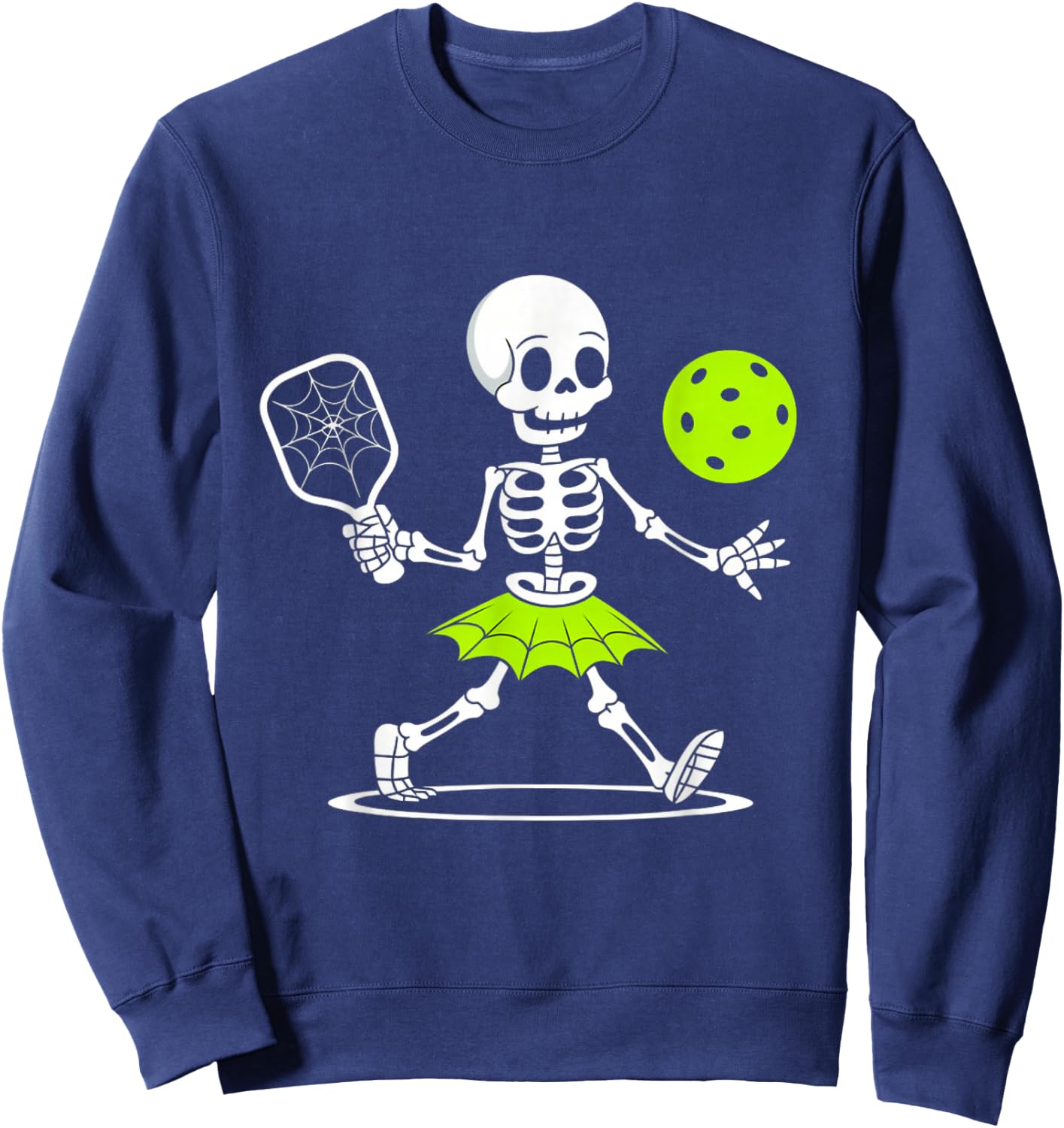 Spooky Pickleball Halloween Skeleton Women Sweatshirt - Sweatshirt | Navy