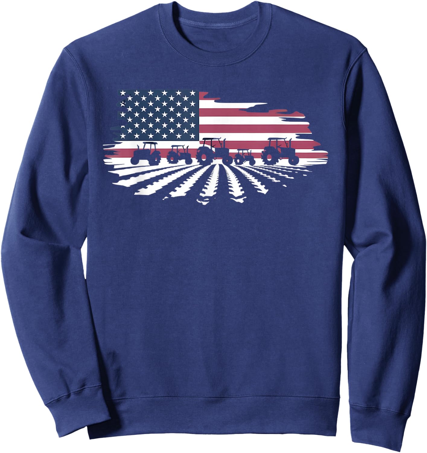 Agriculture Farm Tractor USA Flag Tractor American Farm Sweatshirt - Sweatshirt | Navy