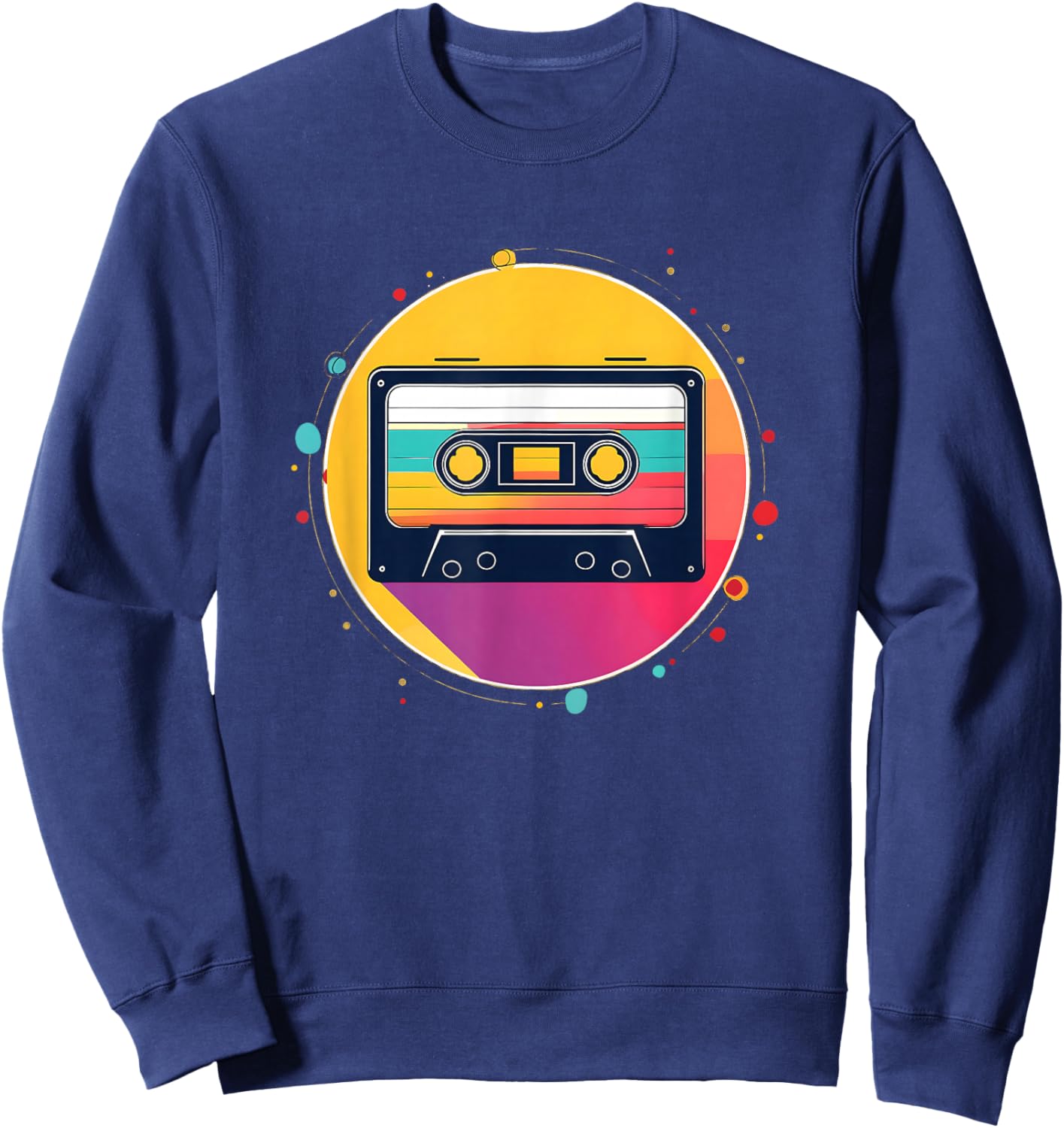 80s 90s Retro Party Outfit with Mixtape Cassette Tape Sweatshirt - Sweatshirt | Navy