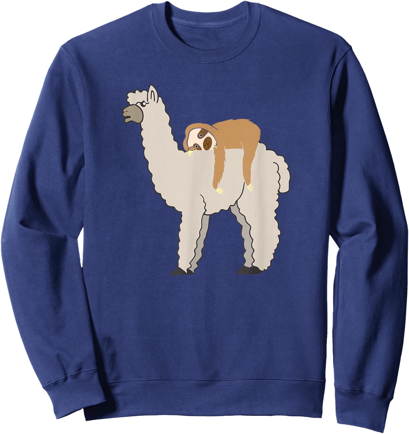 Cute & Funny Sloth Riding Llama Sweatshirt - Sweatshirt | Navy