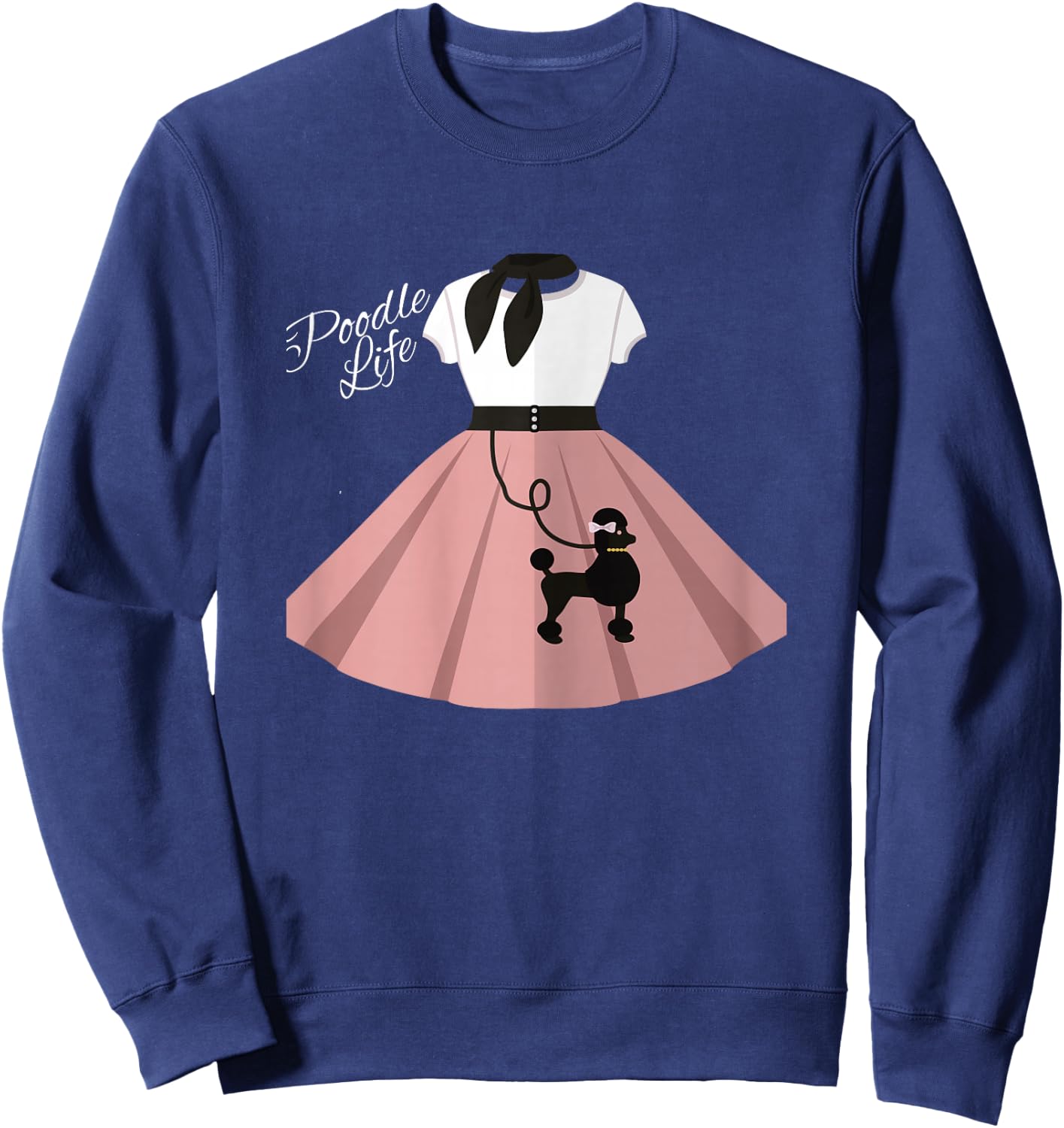 Women Poodle Skirt Costume Halloween Party Outfit Top Sweatshirt - Sweatshirt | Navy