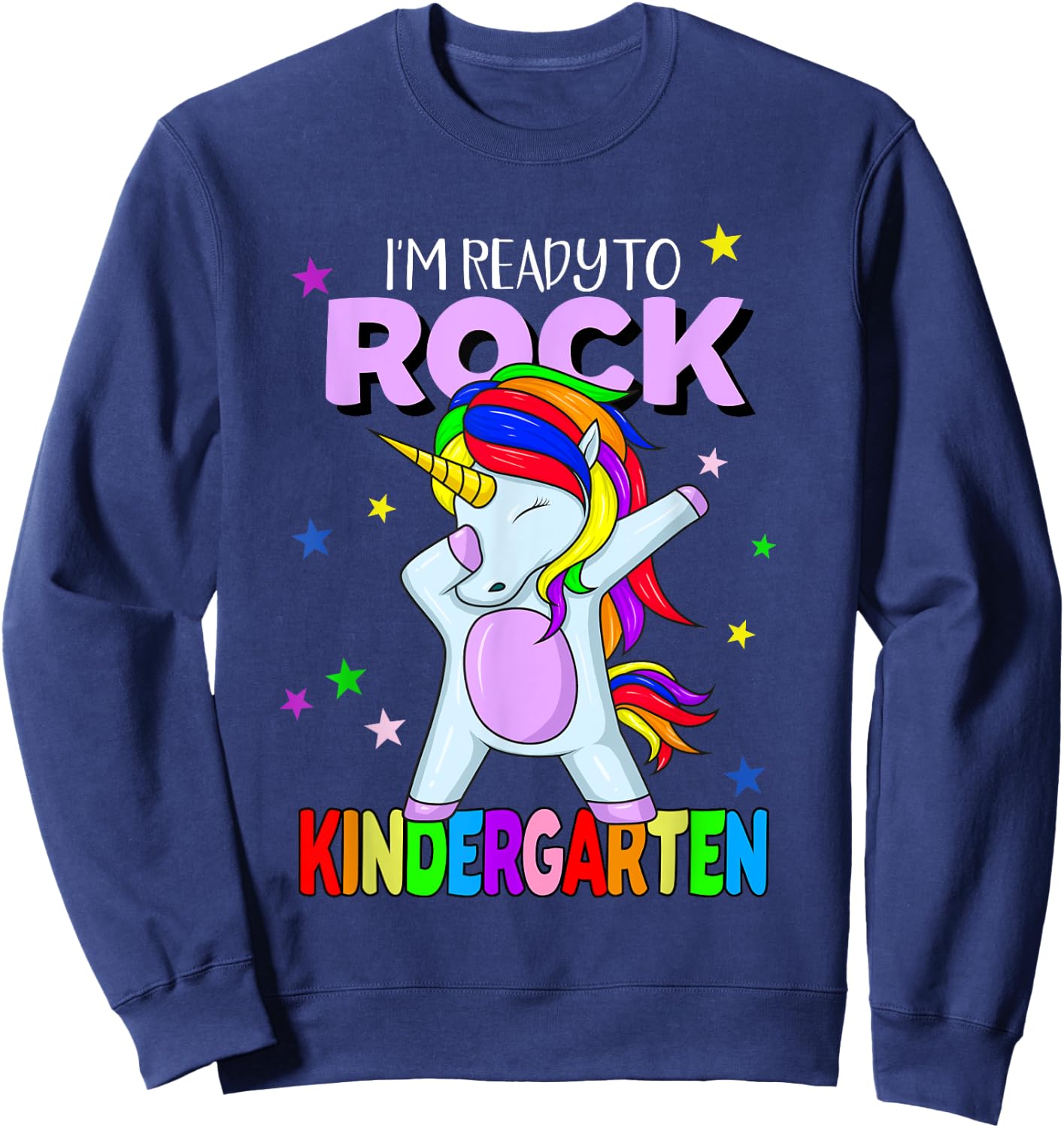 Rock Kindergarten Dabbing Unicorn Girls Back To School Sweatshirt - Sweatshirt | Navy