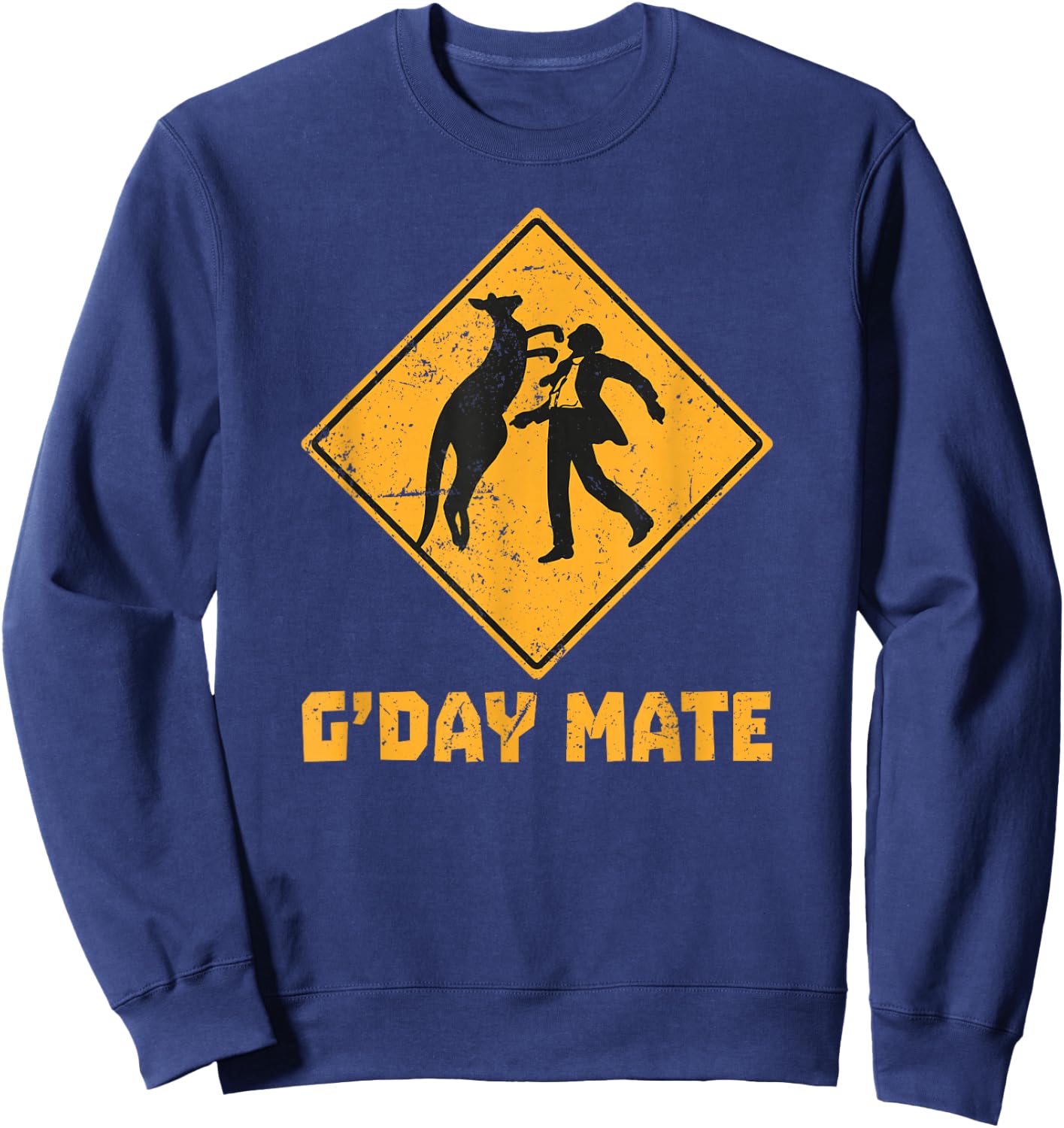 G'Day Mate Funny Kangaroo Punching Person Sign Sweatshirt - Sweatshirt | Navy