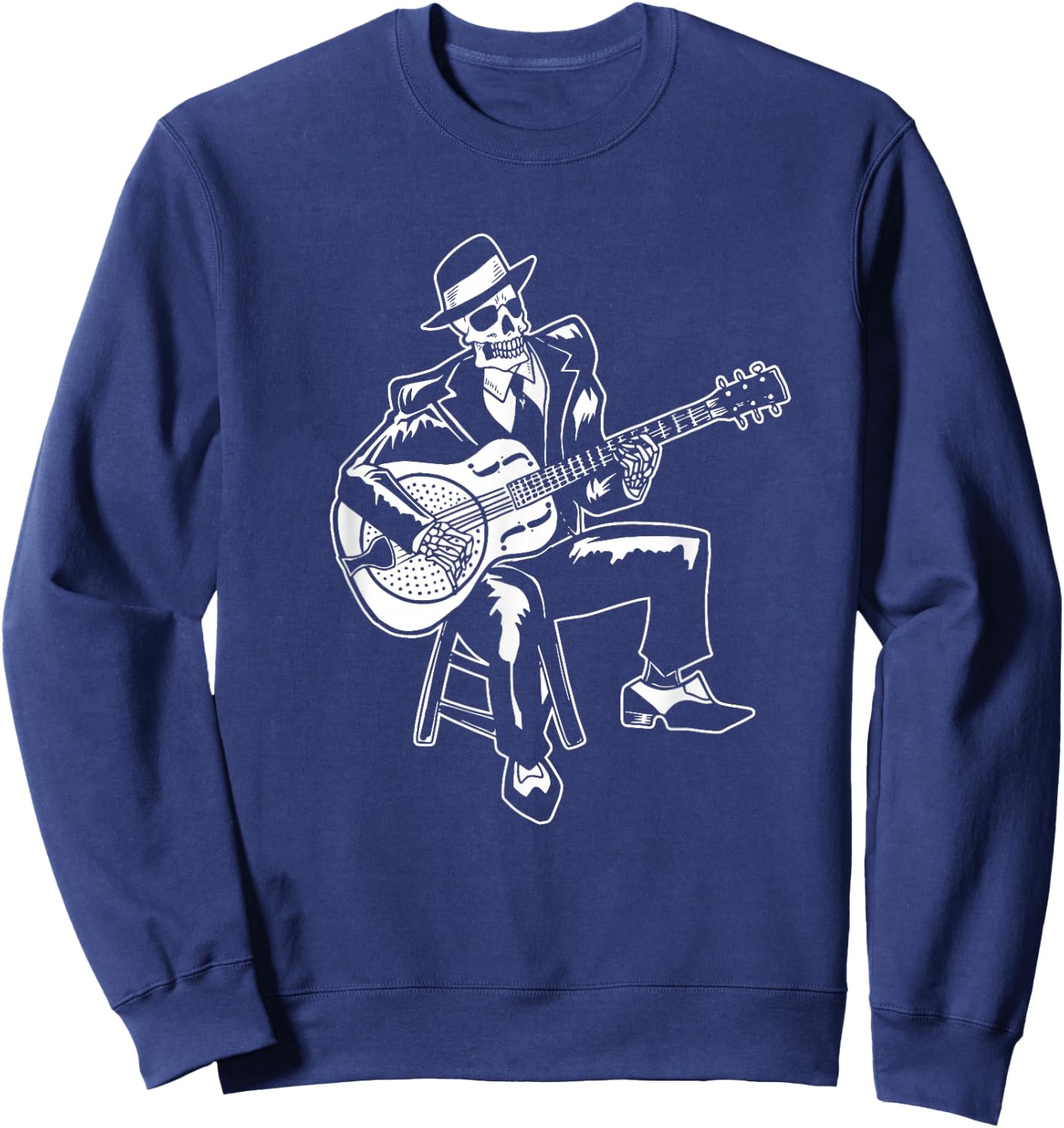 Skeleton Guitar Player Bluesman Vintage Blues Guitarist Sweatshirt - Sweatshirt | Navy