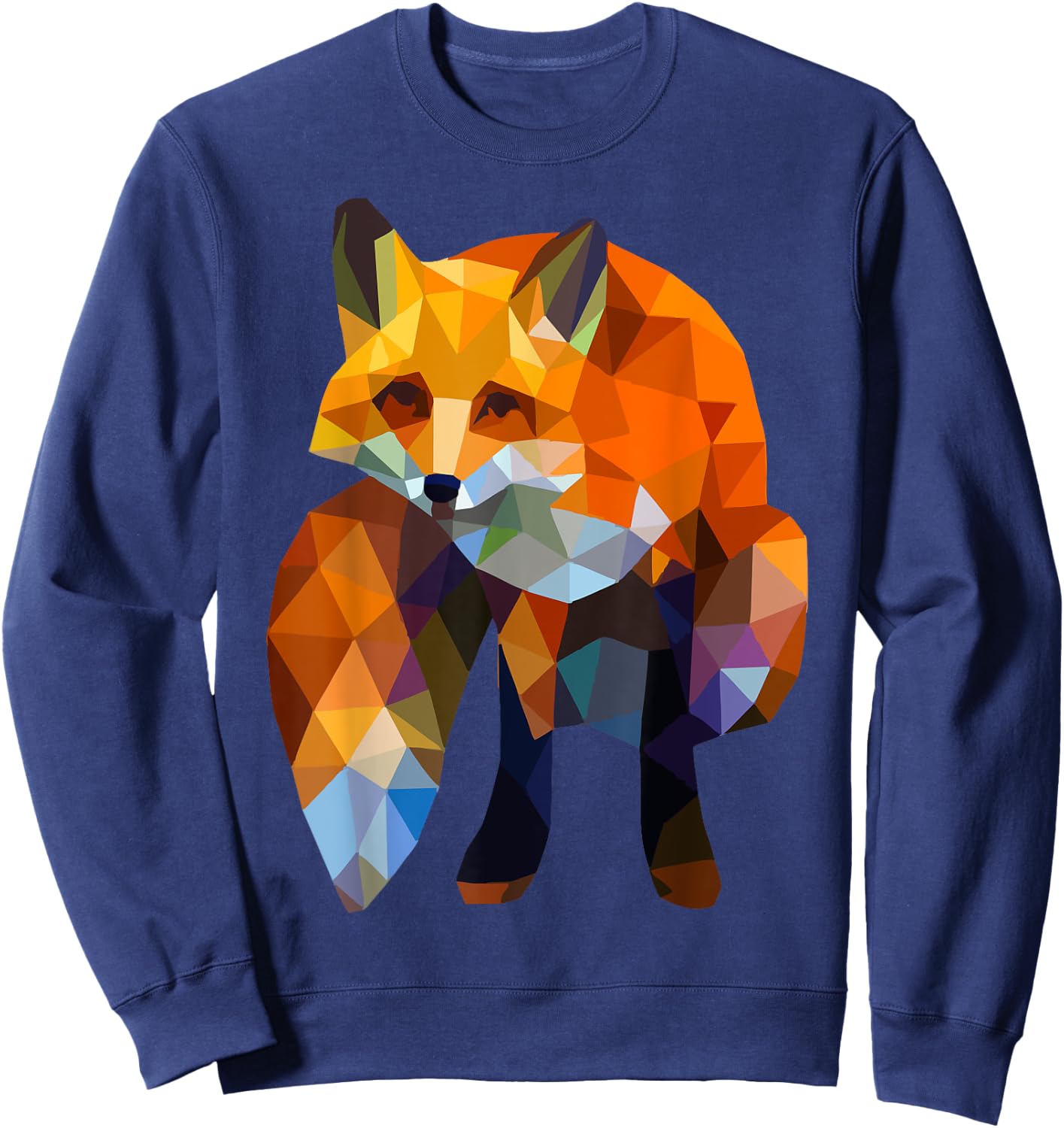 Geometric Nature Fox Cool Cute Graphic Art Gift Sweatshirt - Sweatshirt | Navy