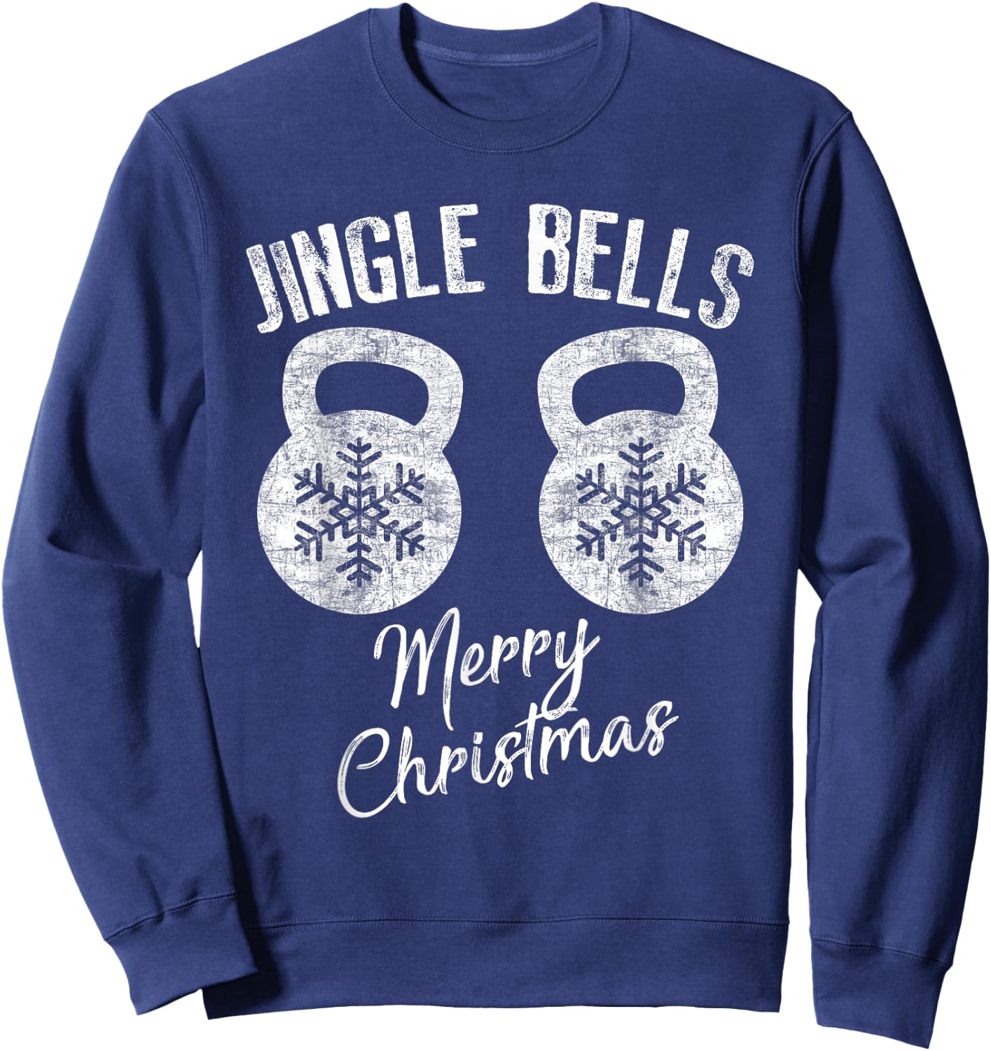 Jingle Bells Kettlebell Christmas Holiday Workout Sweatshirt - Sweatshirt | Navy