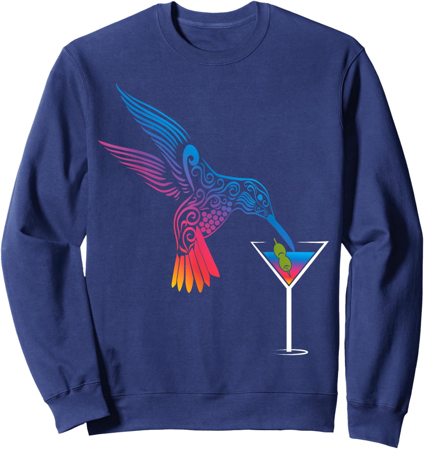 Cocktail and hummingbird the ideal mix for holidays Sweatshirt - Sweatshirt | Navy