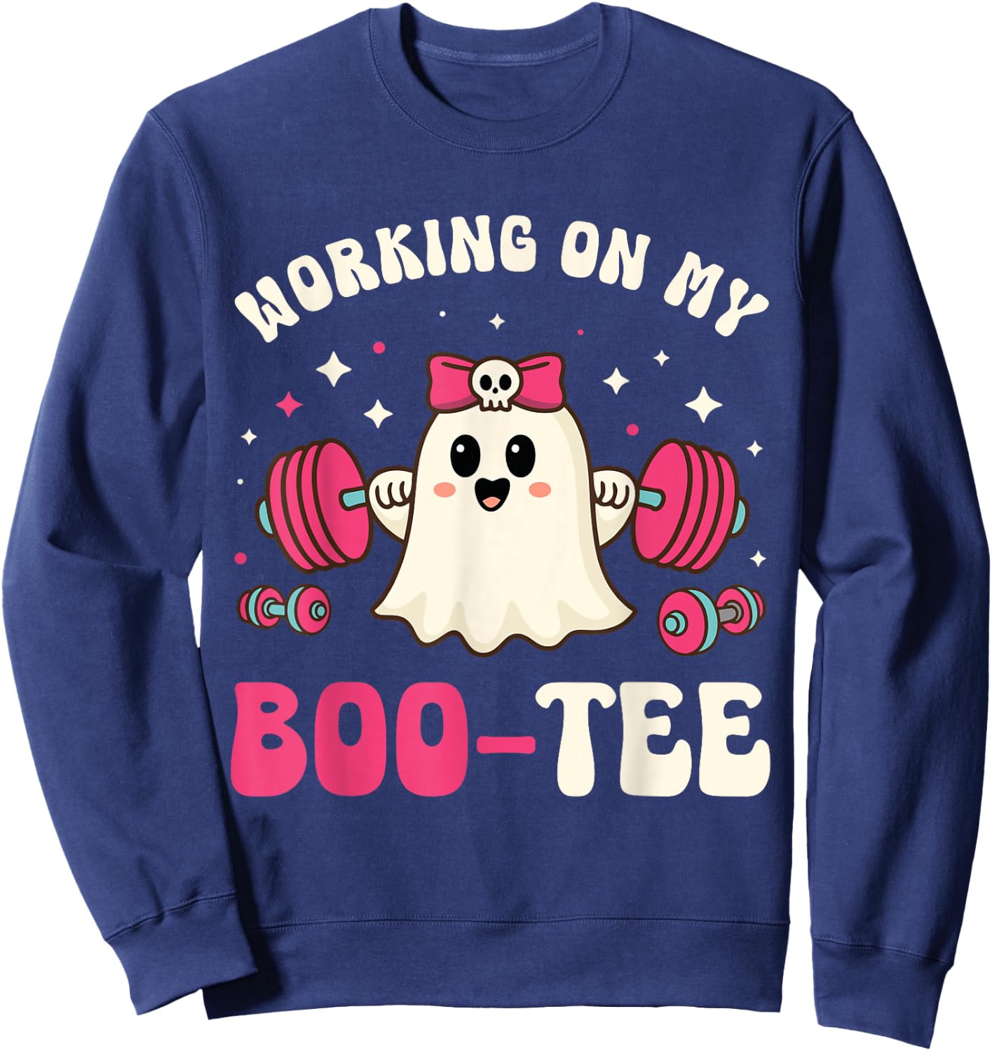 Working on My Boo Funny Gym Halloween Dead Lift Ghost Sweatshirt - Sweatshirt | Navy