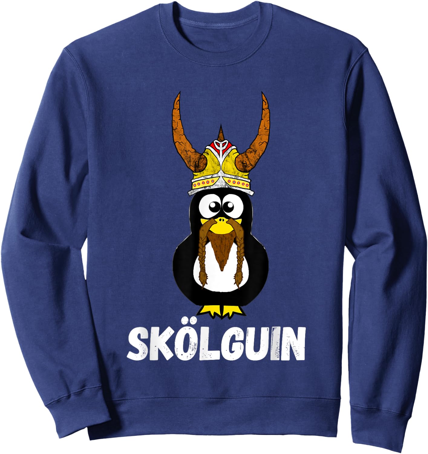 Skol Penguin Water Bird Funny Viking Nordic Horned Helmet Sweatshirt - Sweatshirt | Navy
