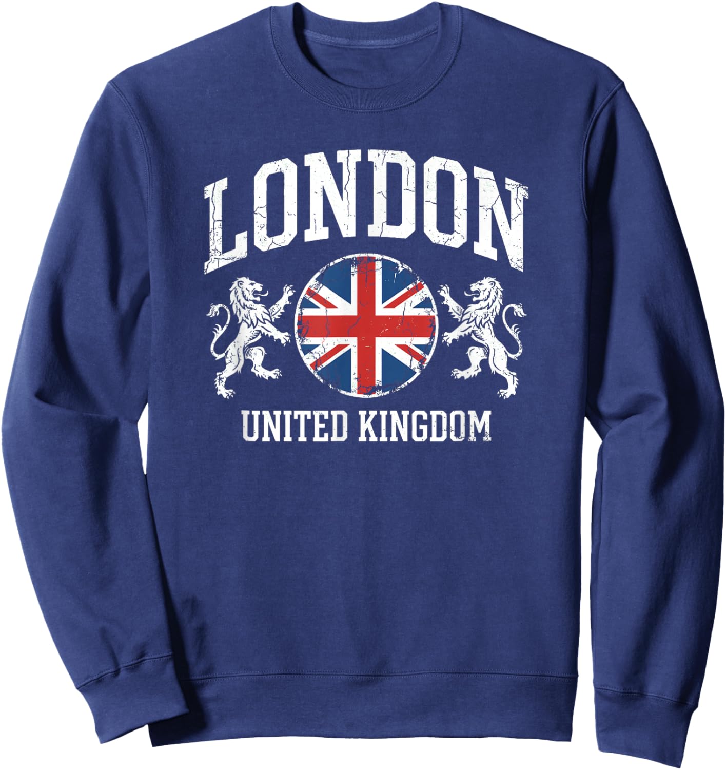 London England Flag Vintage Union Jack UK Pride Sweatshirt - Sweatshirt | Navy