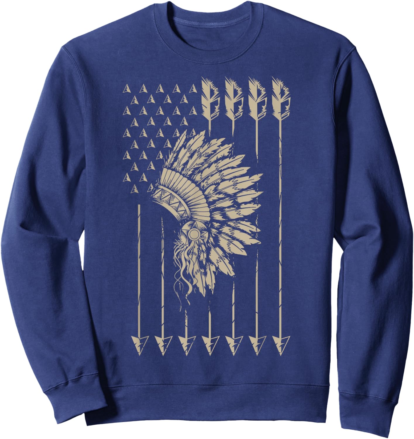 Cool Native American Arrow And Teepee Flag Shirt Funny Gift Sweatshirt - Sweatshirt | Navy