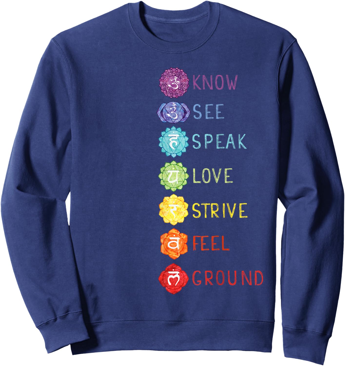 7 Seven Chakras Yoga T Shirt Sweatshirt - Sweatshirt | Navy