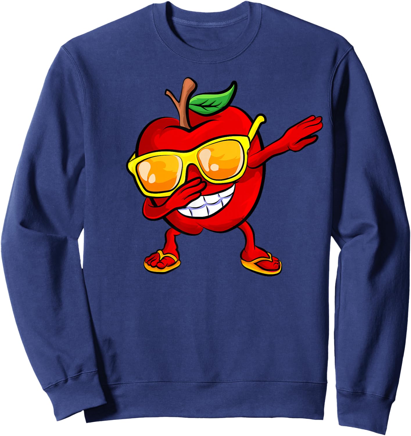 Dabbing Apple Sunglasses Design Green Apples Lovers Sweatshirt - Sweatshirt | Navy