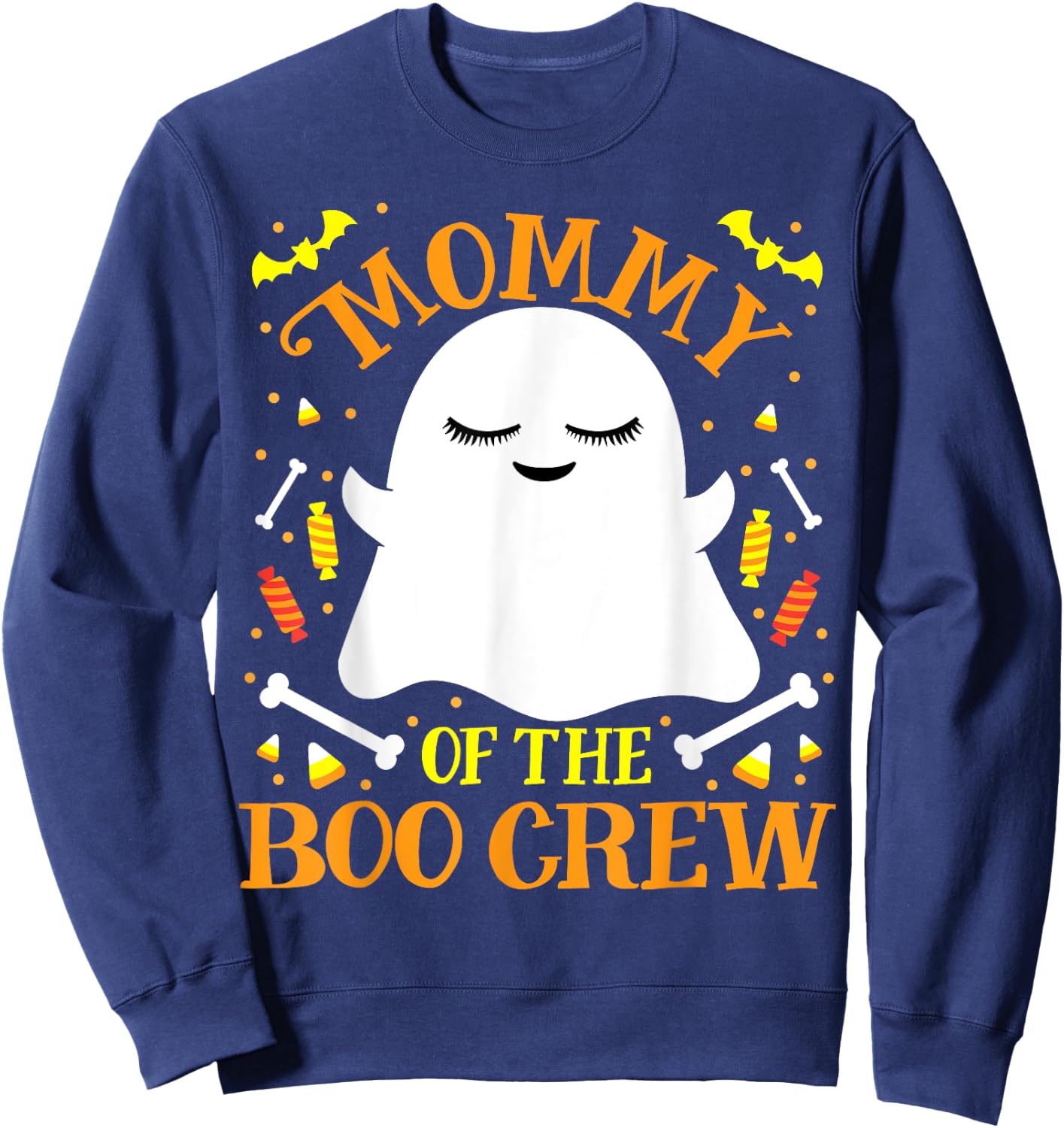 Mommy Boo Crew Ghost Matching Family Mom Halloween Sweatshirt - Sweatshirt | Navy