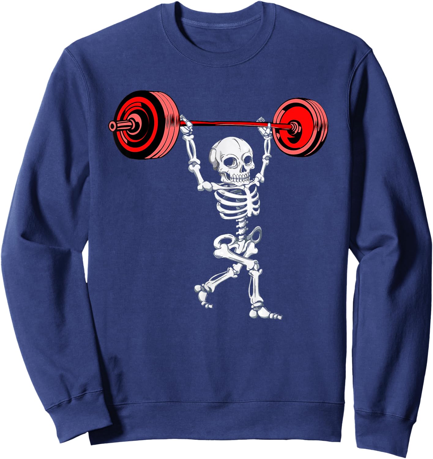 Skeleton Weightlifting Halloween Fitness Gym Workout Sweatshirt - Sweatshirt | Navy
